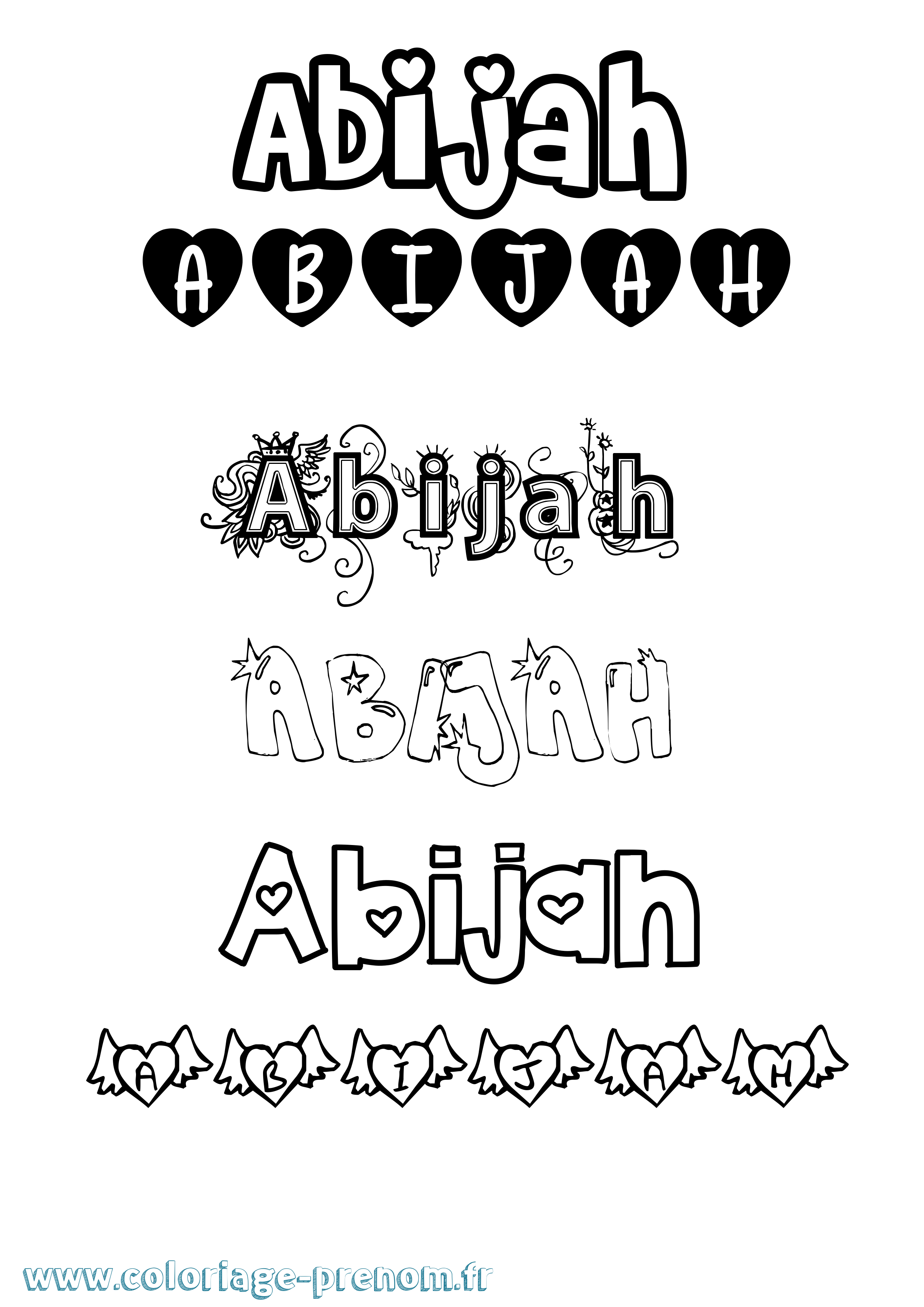 Coloriage prénom Abijah Girly