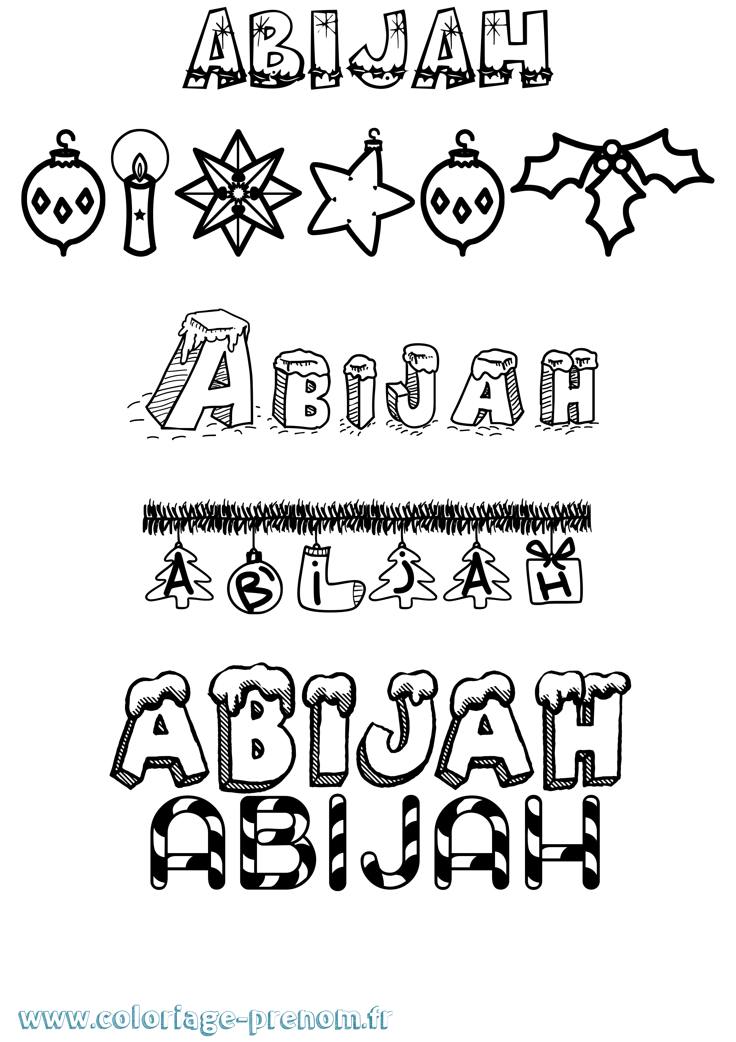 Coloriage prénom Abijah Noël