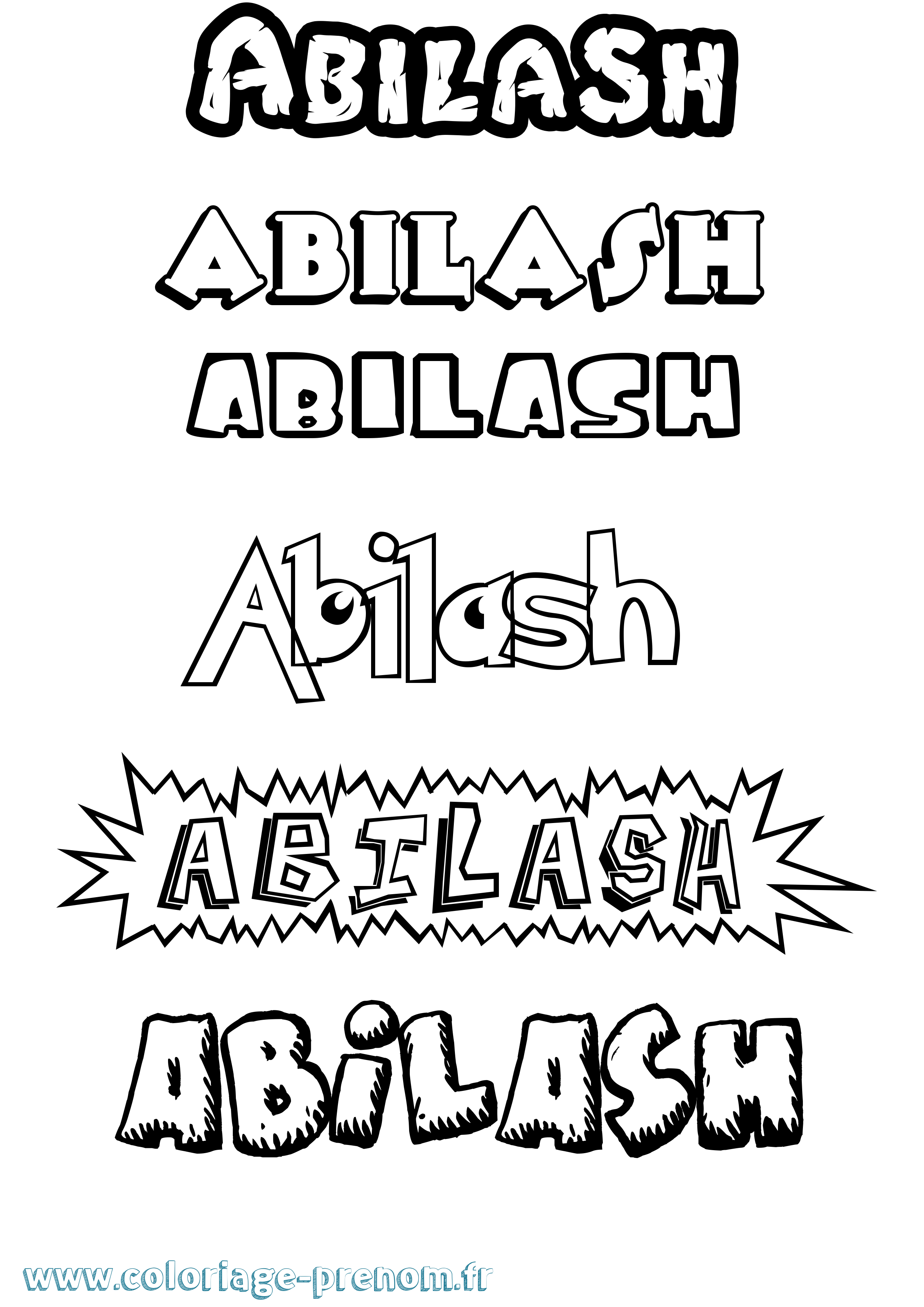 Coloriage prénom Abilash Dessin Animé