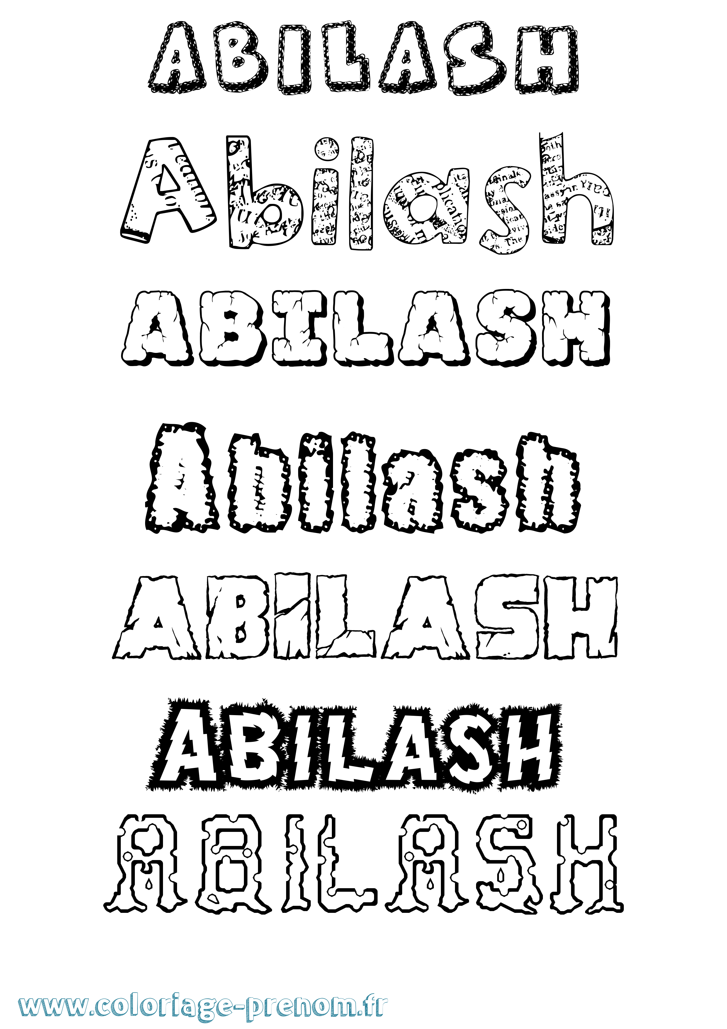 Coloriage prénom Abilash Destructuré