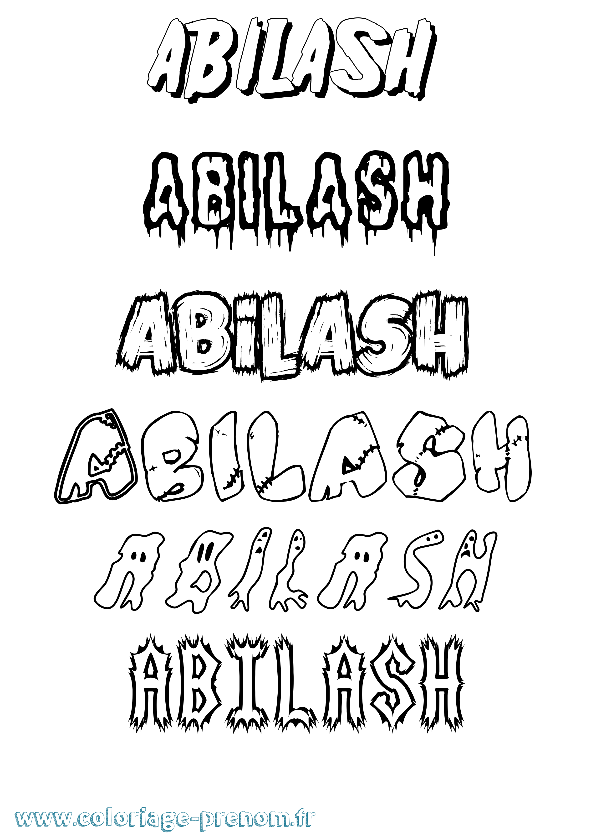 Coloriage prénom Abilash Frisson