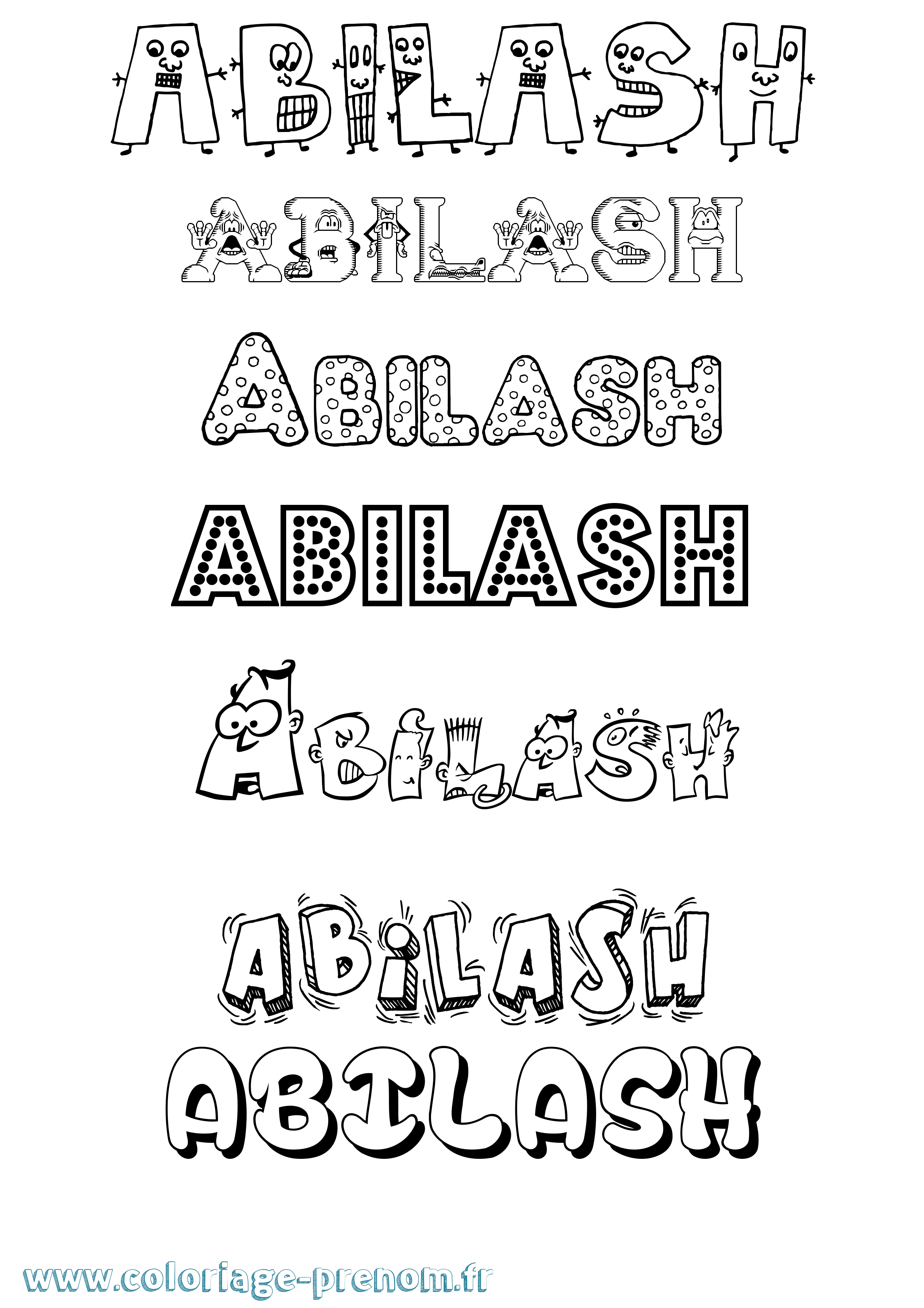 Coloriage prénom Abilash Fun