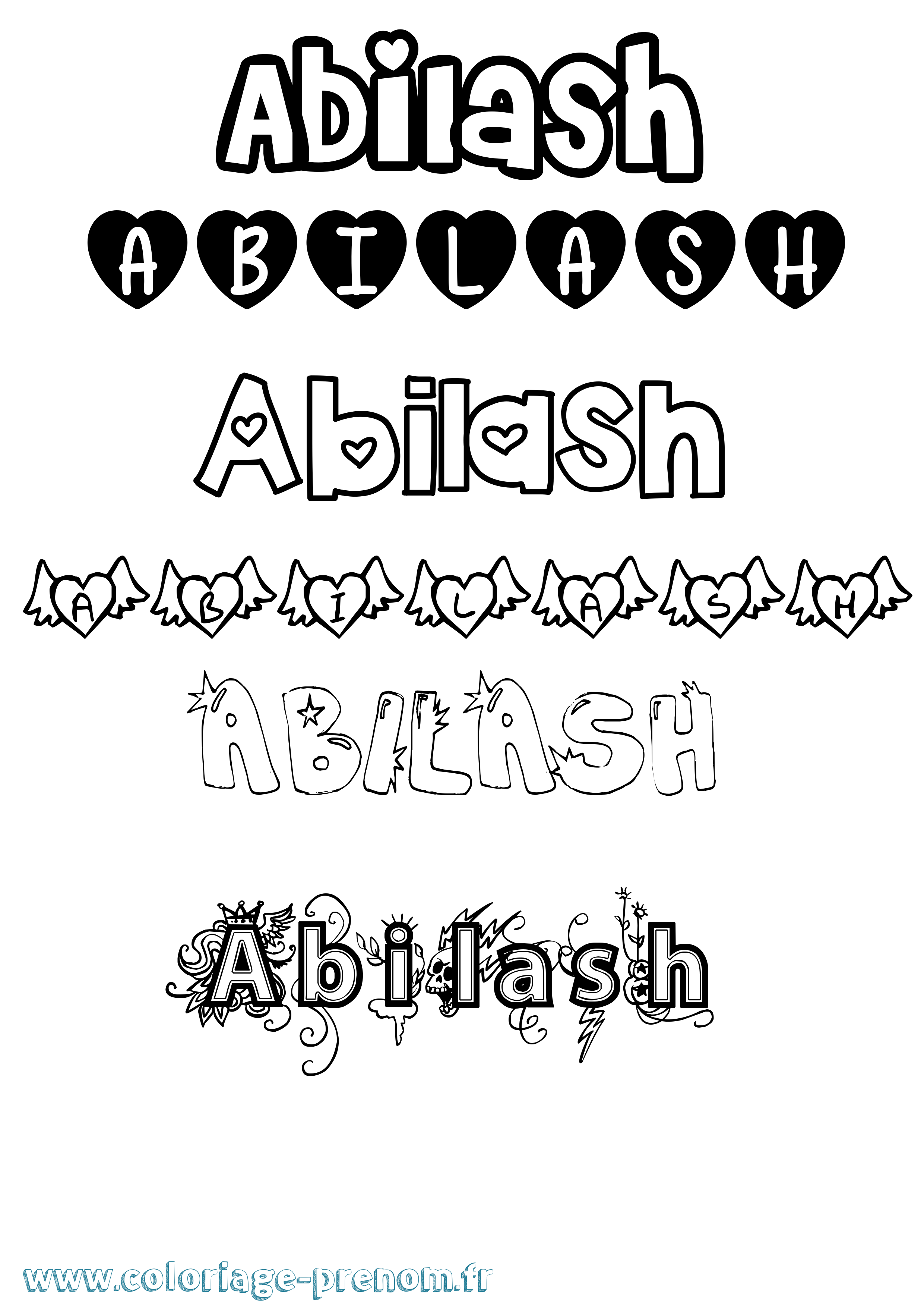 Coloriage prénom Abilash Girly