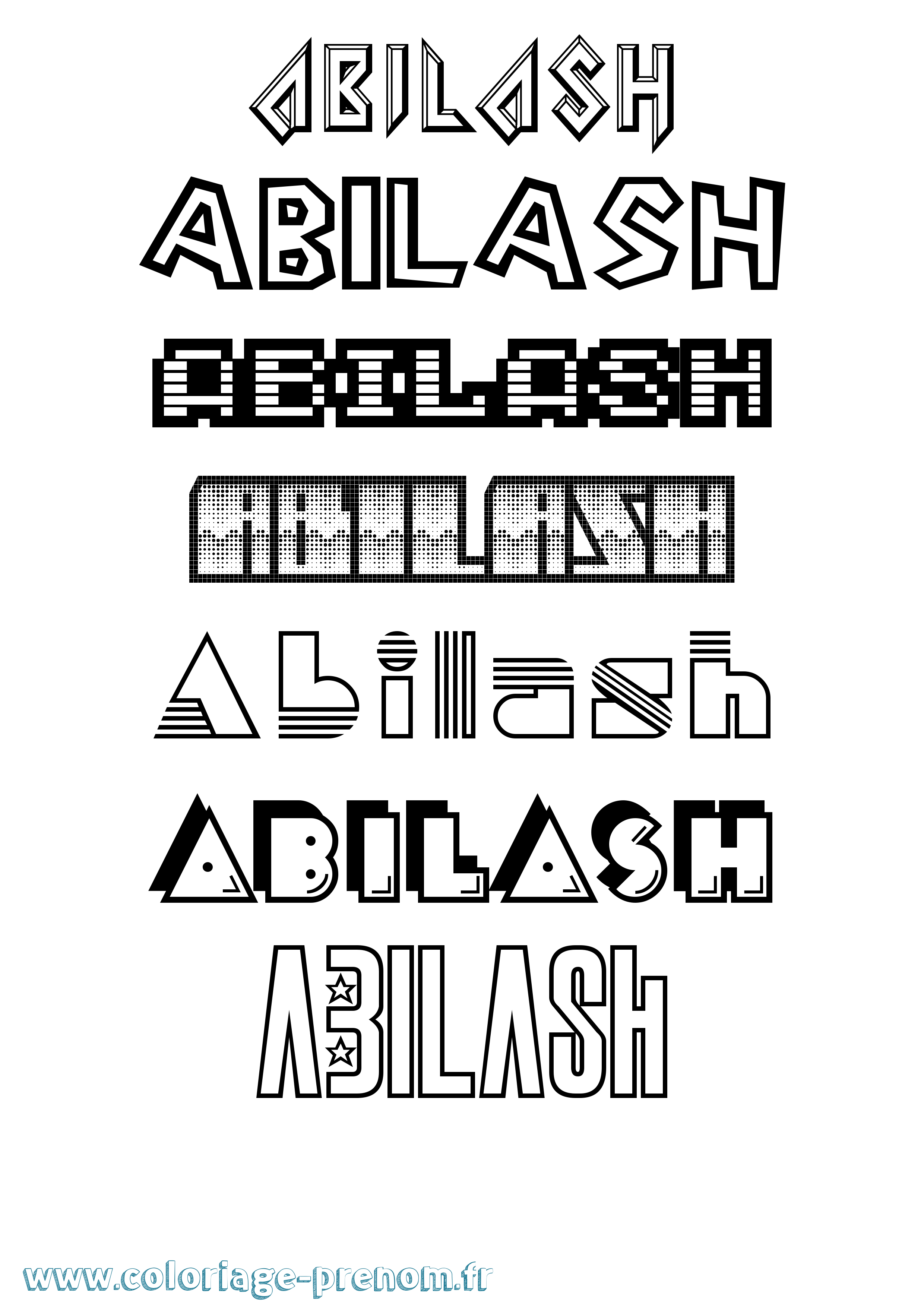 Coloriage prénom Abilash Jeux Vidéos