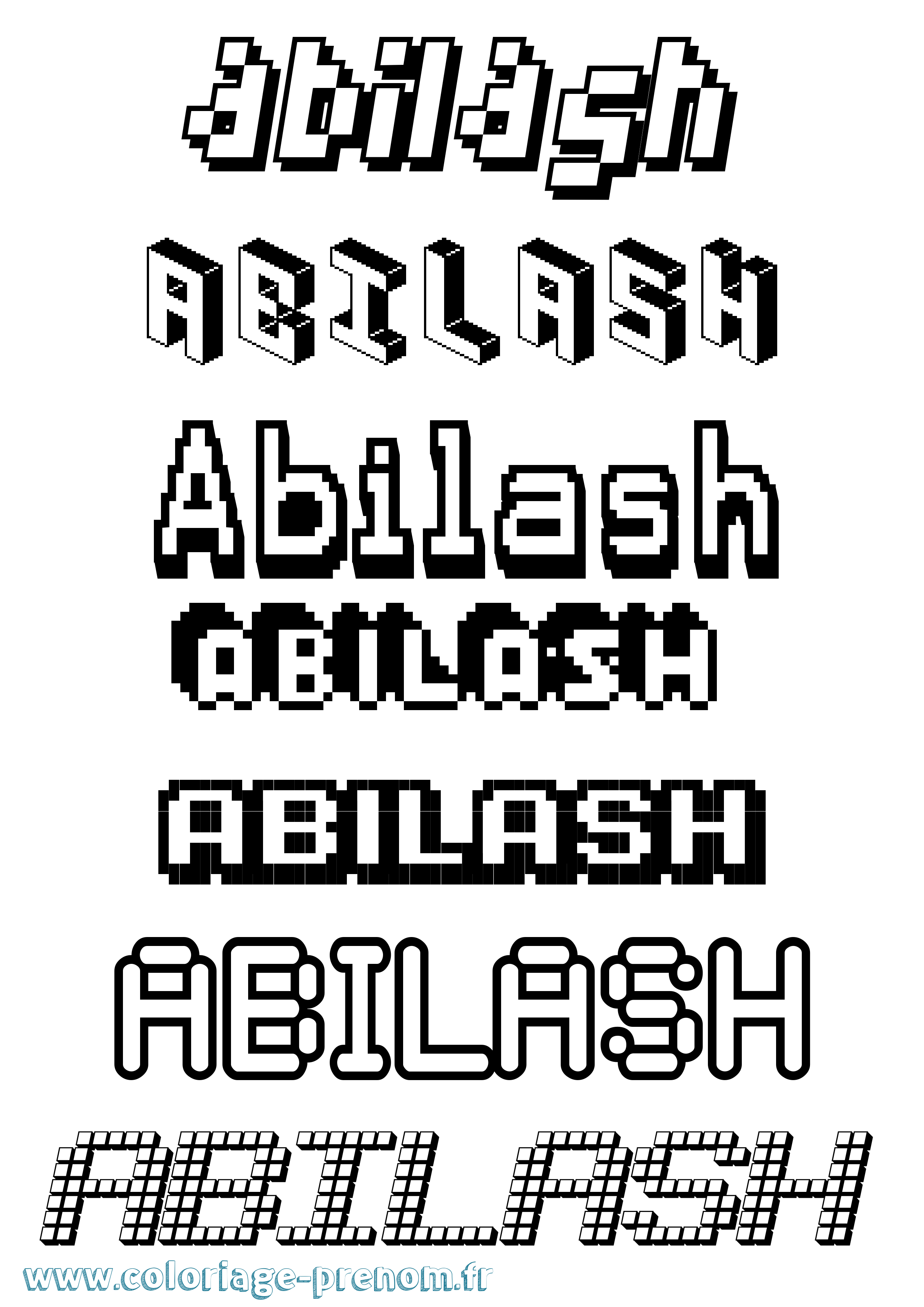 Coloriage prénom Abilash Pixel