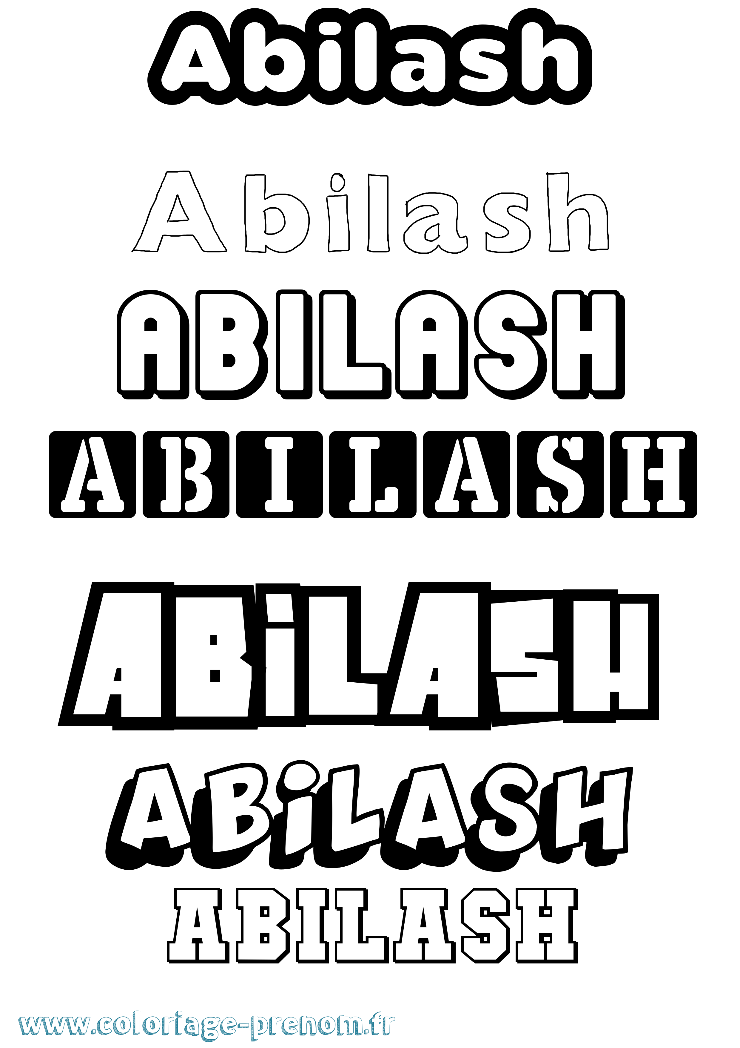 Coloriage prénom Abilash Simple