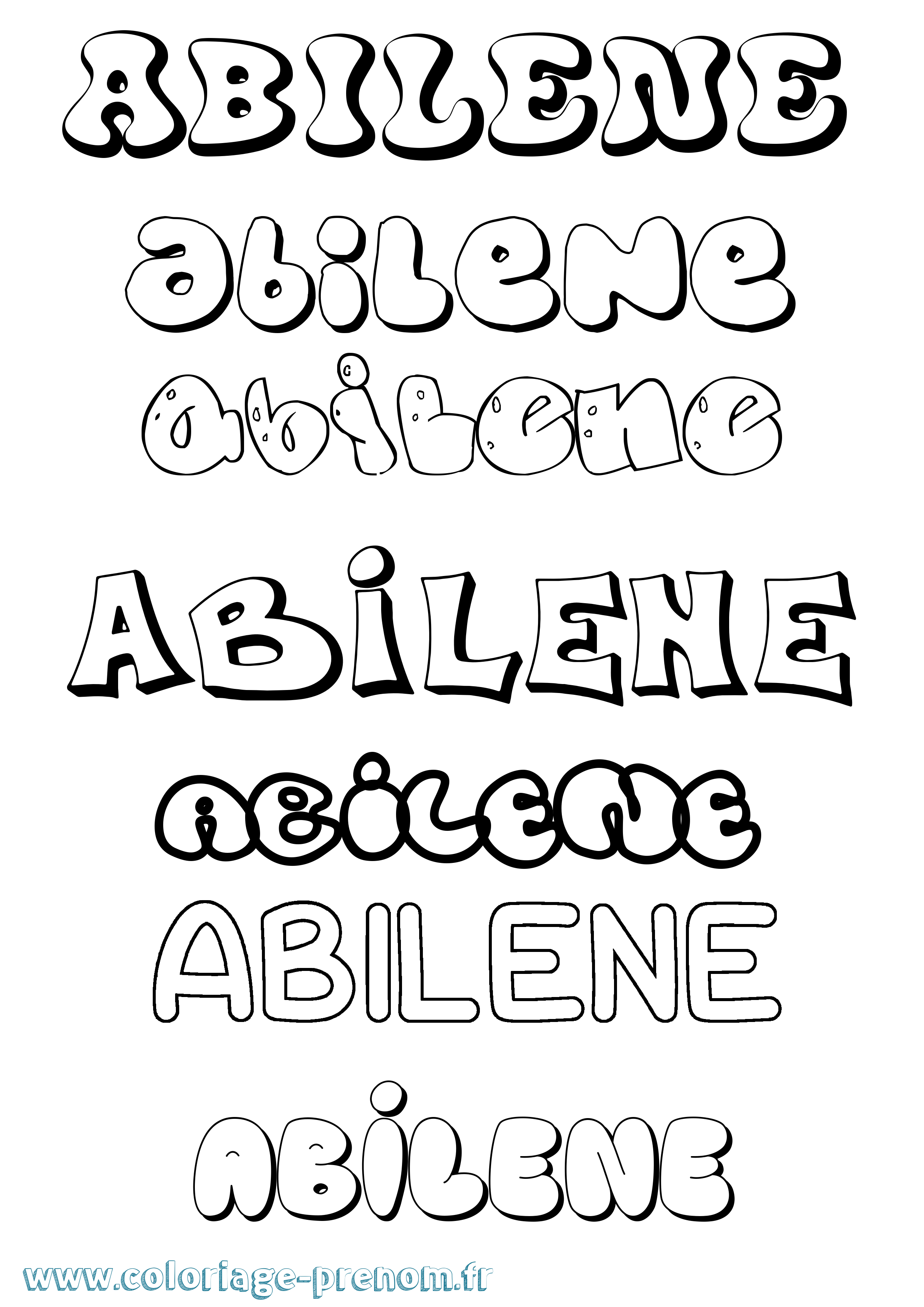 Coloriage Abilene Bubble Coloriage prénom Abilene Bubble