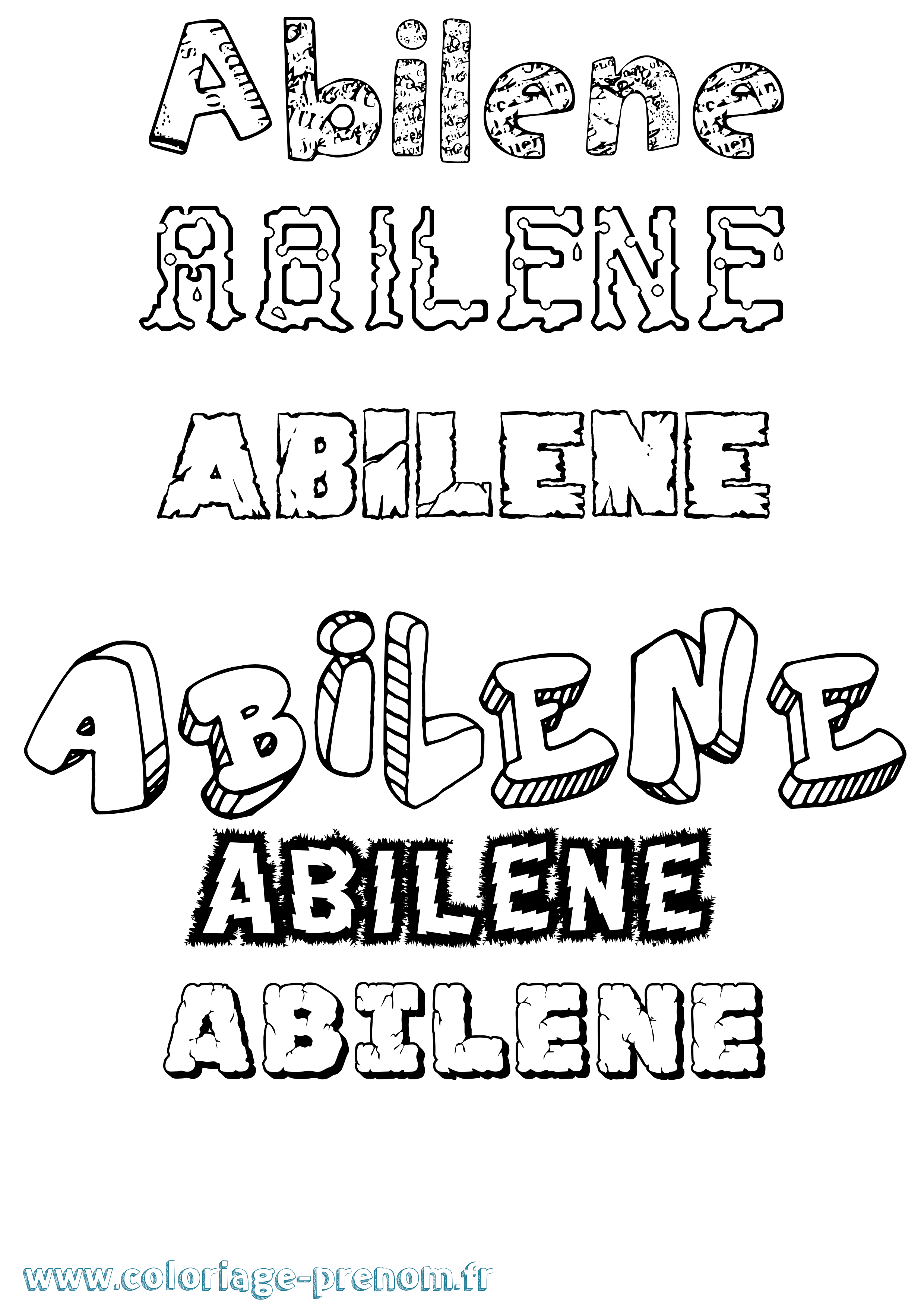 Coloriage Abilene Destructuré Coloriage prénom Abilene Destructuré