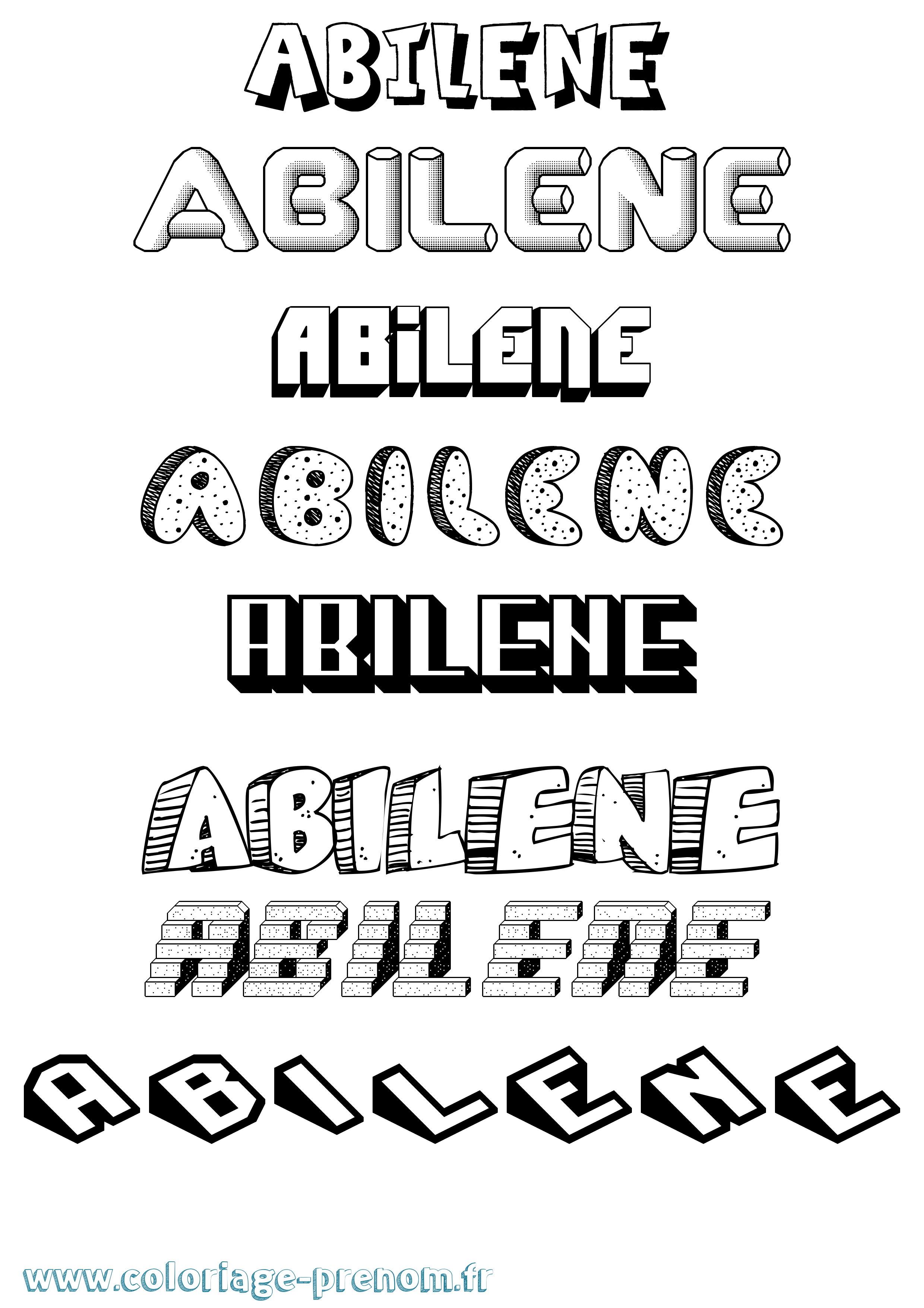 Coloriage Abilene Effet 3D Coloriage prénom Abilene Effet 3D