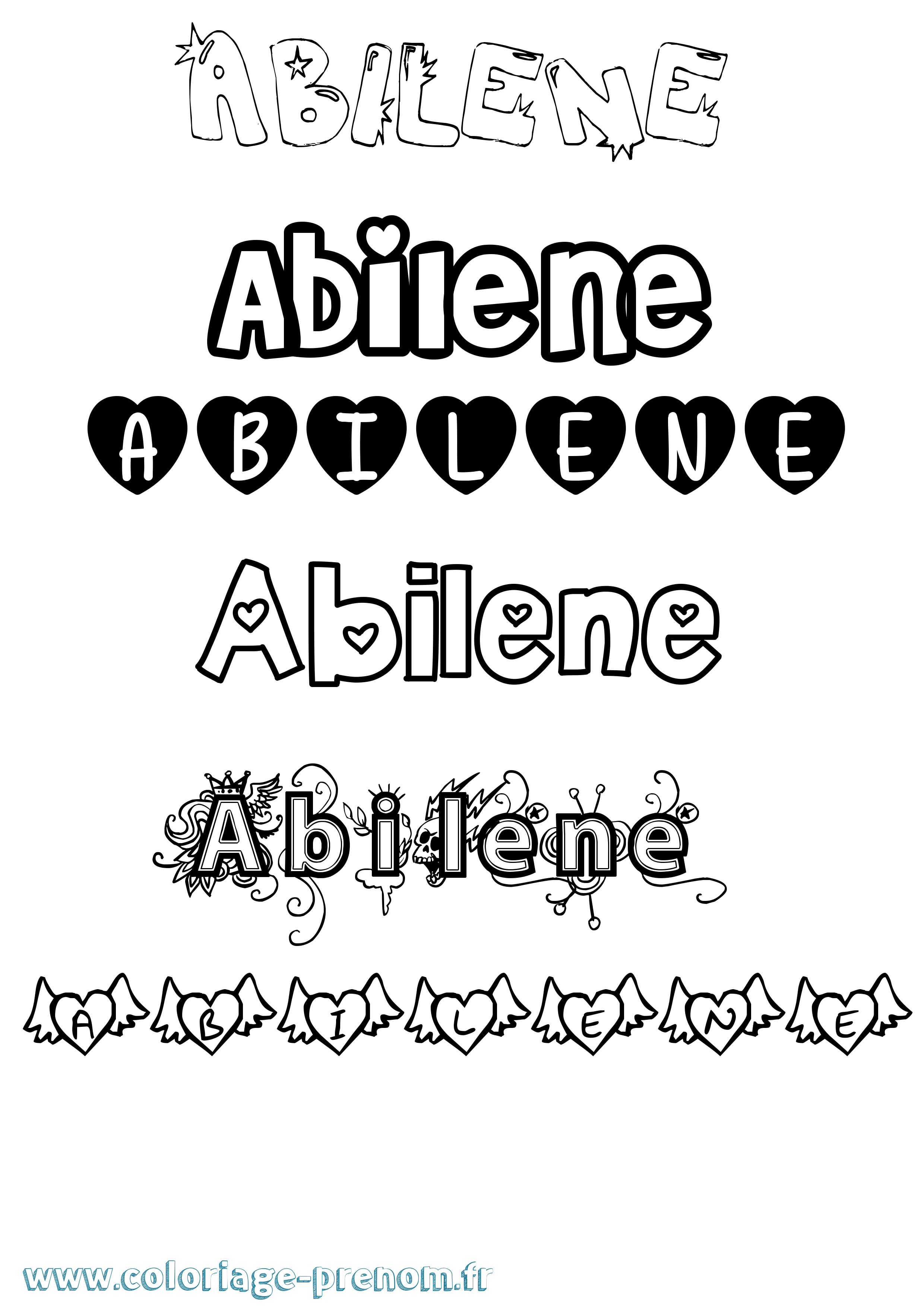 Coloriage Abilene Girly Coloriage prénom Abilene Girly