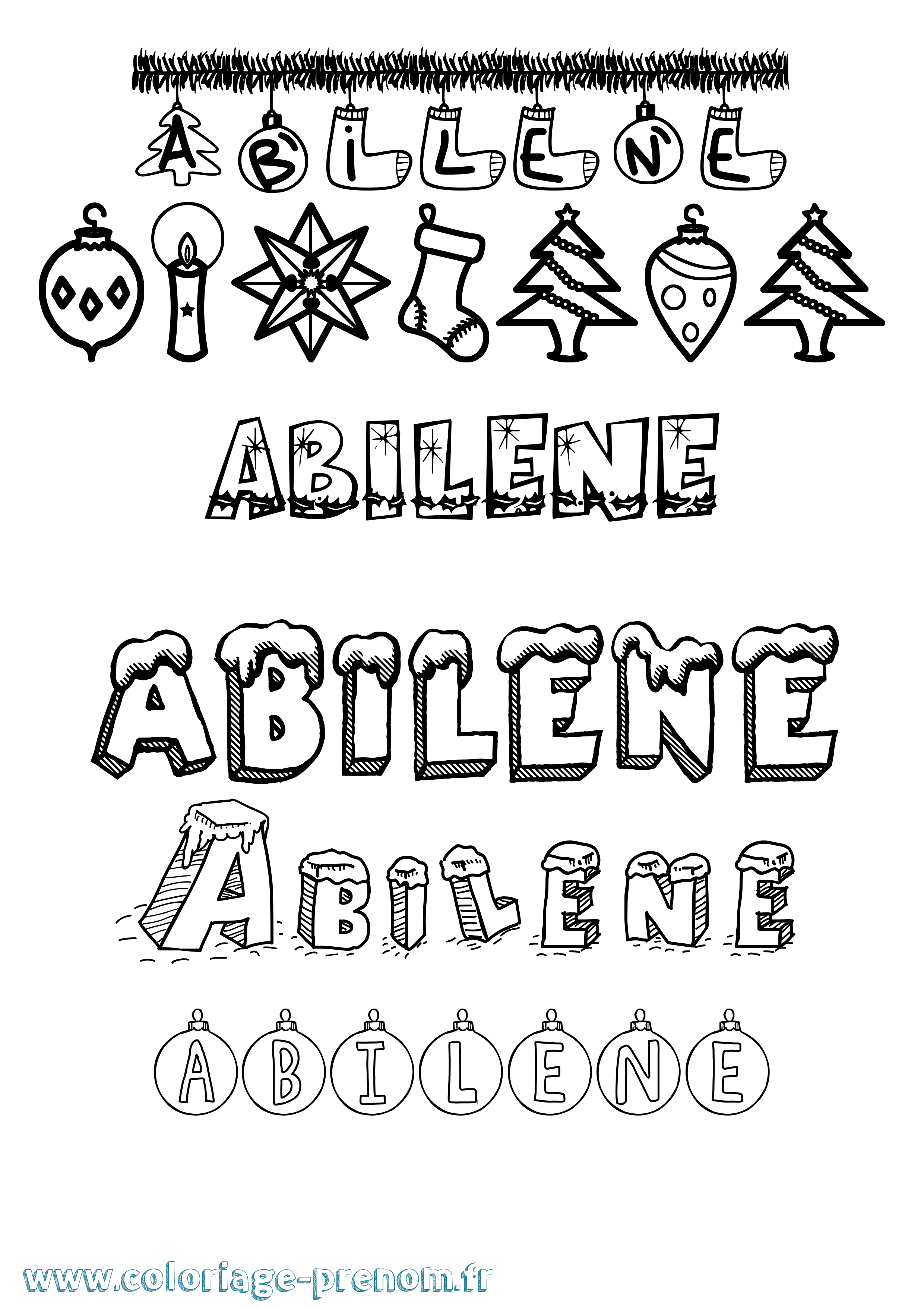 Coloriage prénom Abilene Noël