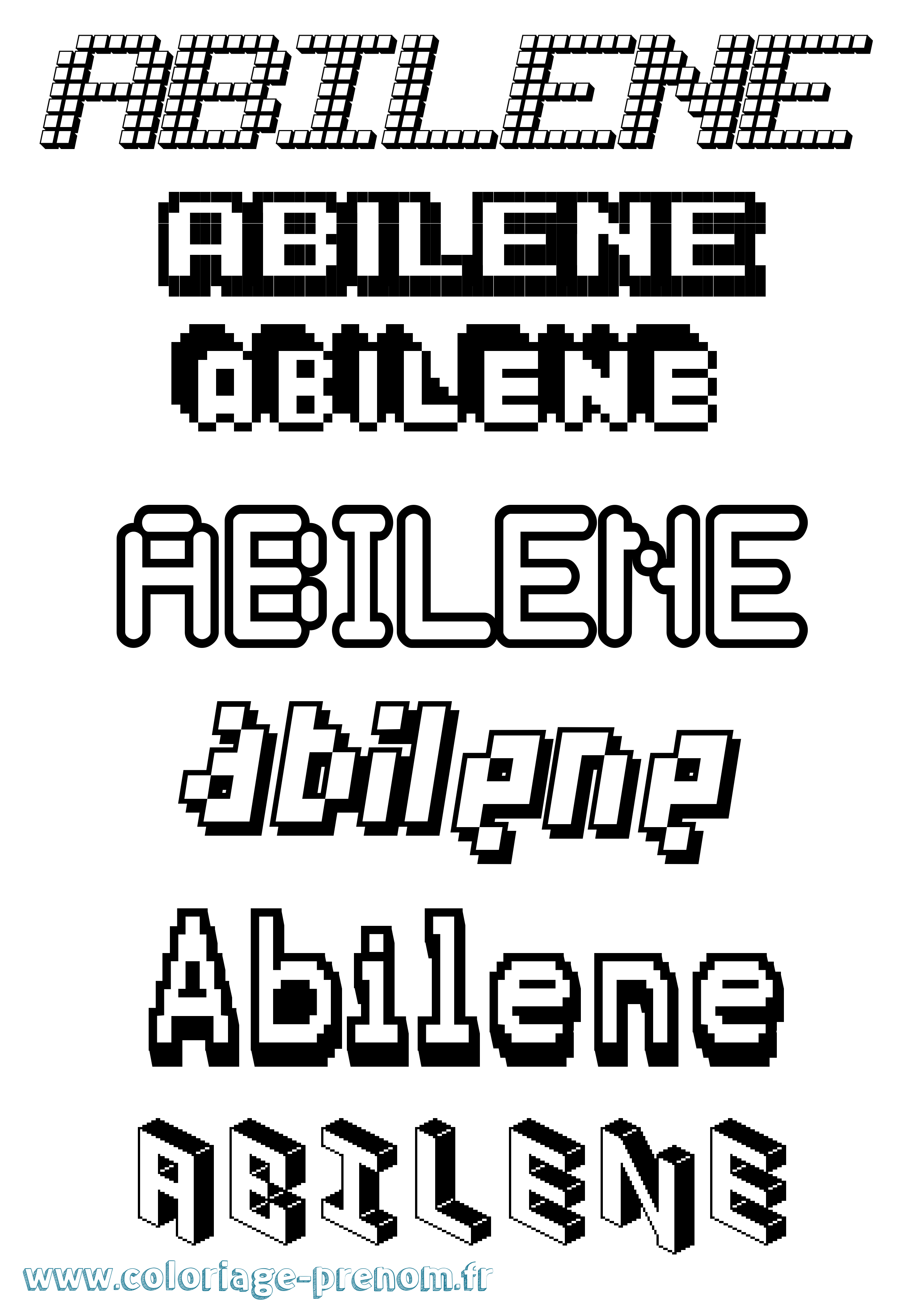 Coloriage Abilene Pixel Coloriage prénom Abilene Pixel