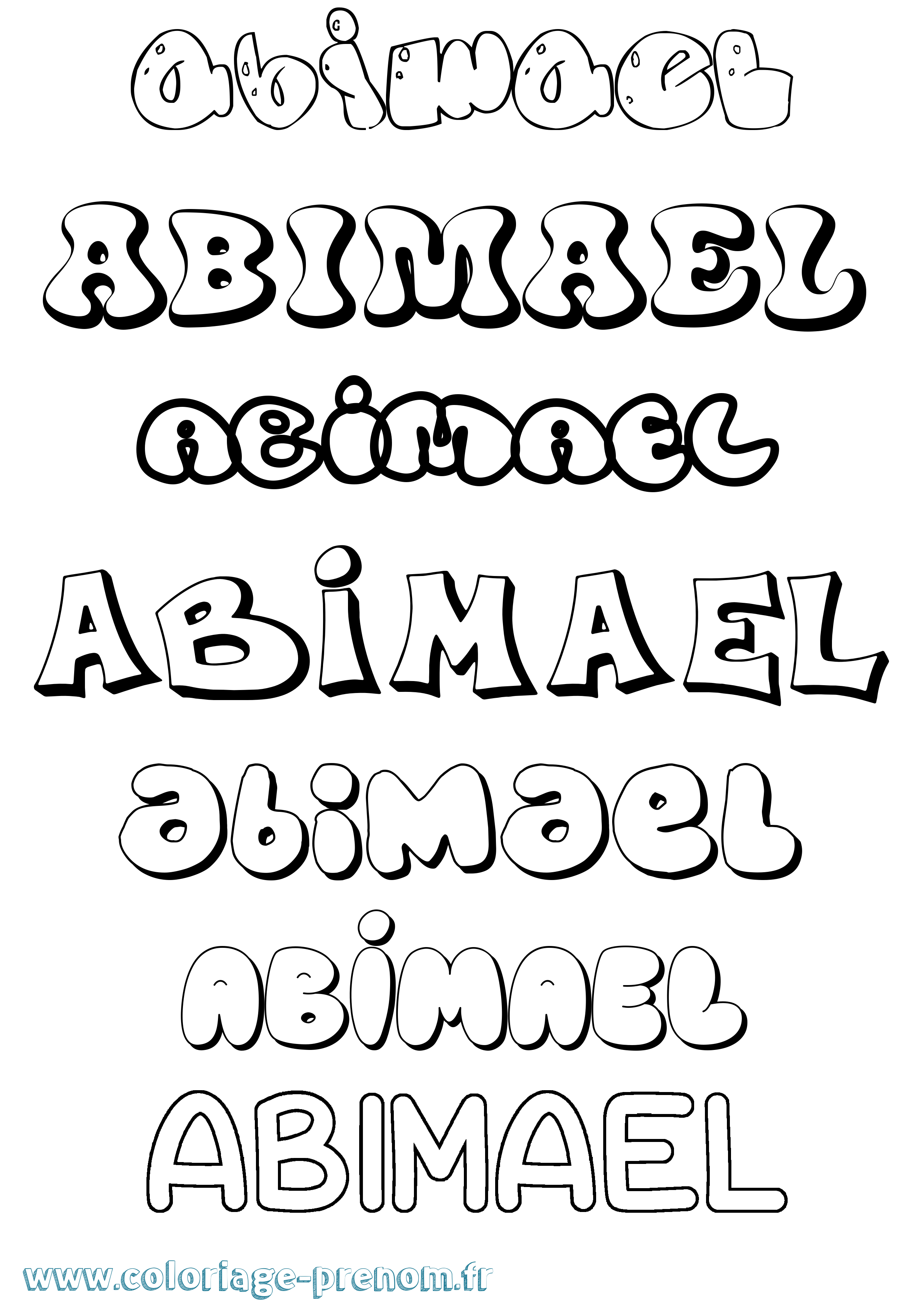 Coloriage prénom Abimael Bubble
