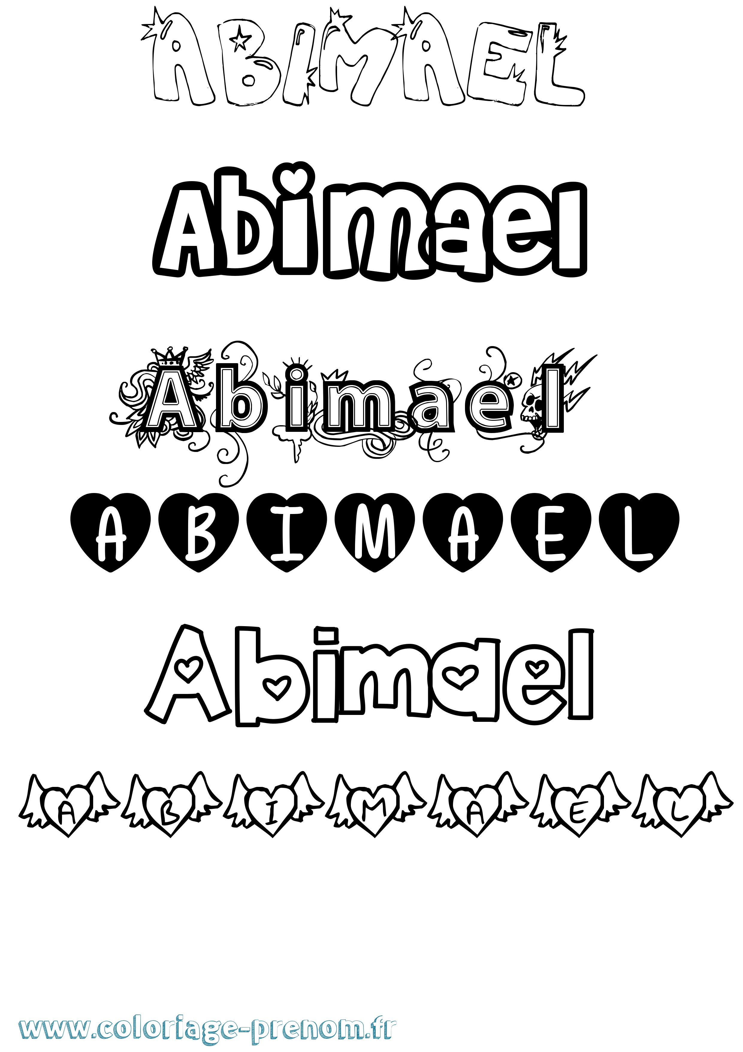 Coloriage prénom Abimael Girly
