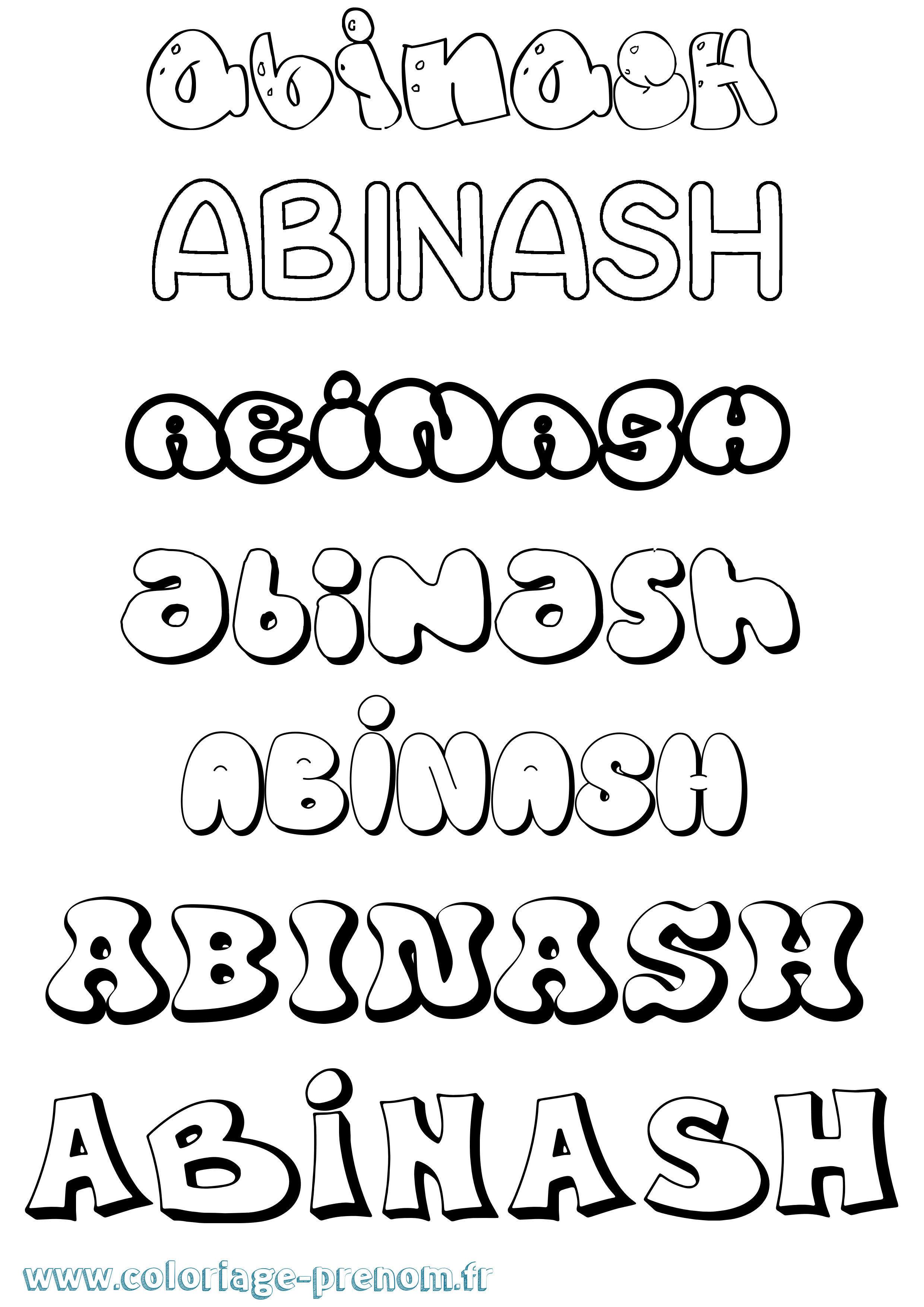 Coloriage Abinash Bubble Coloriage prénom Abinash Bubble