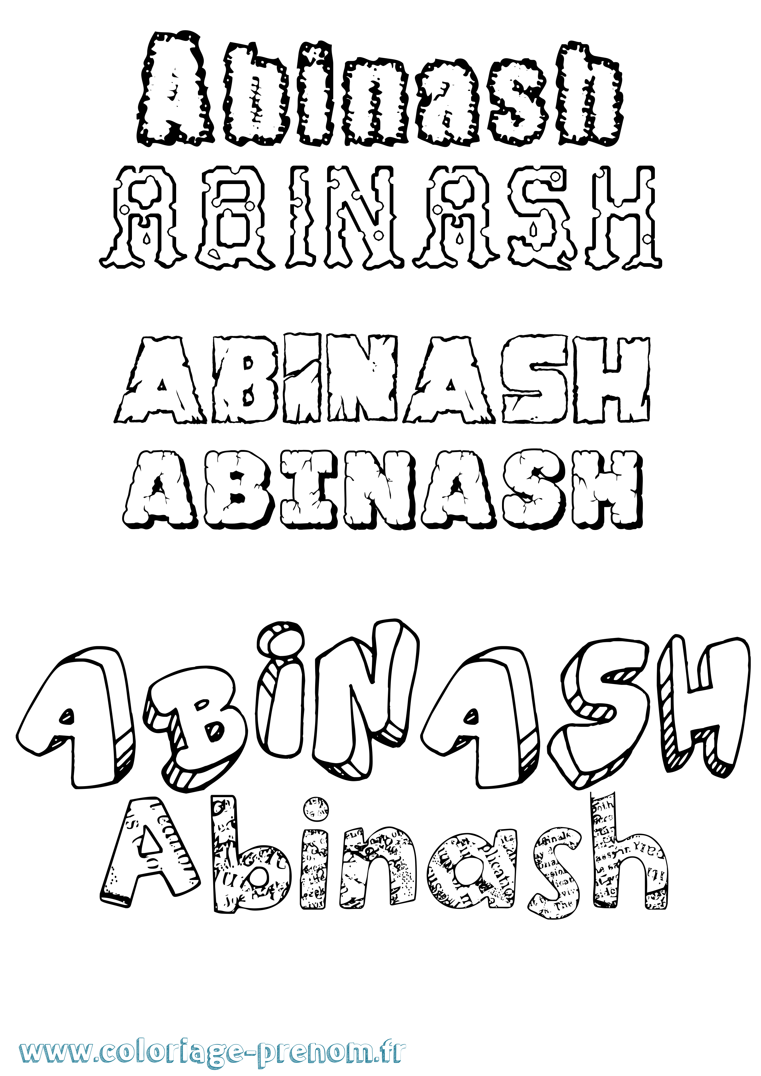 Coloriage Abinash Destructuré Coloriage prénom Abinash Destructuré