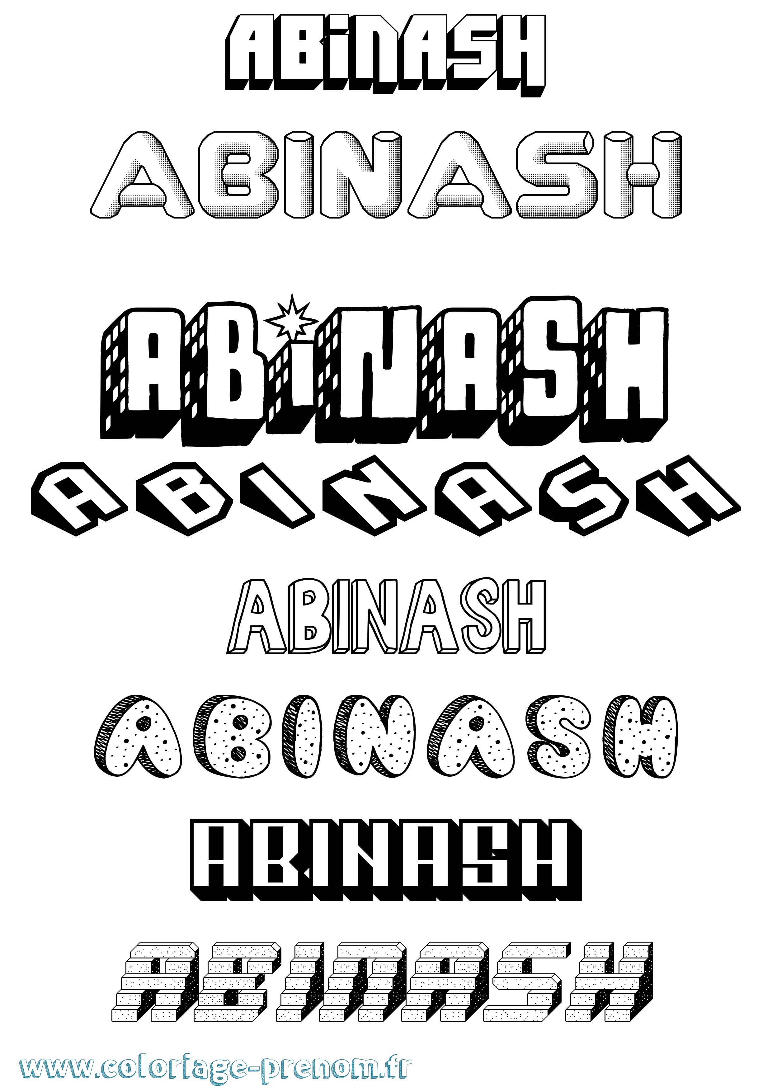 Coloriage Abinash Effet 3D Coloriage prénom Abinash Effet 3D