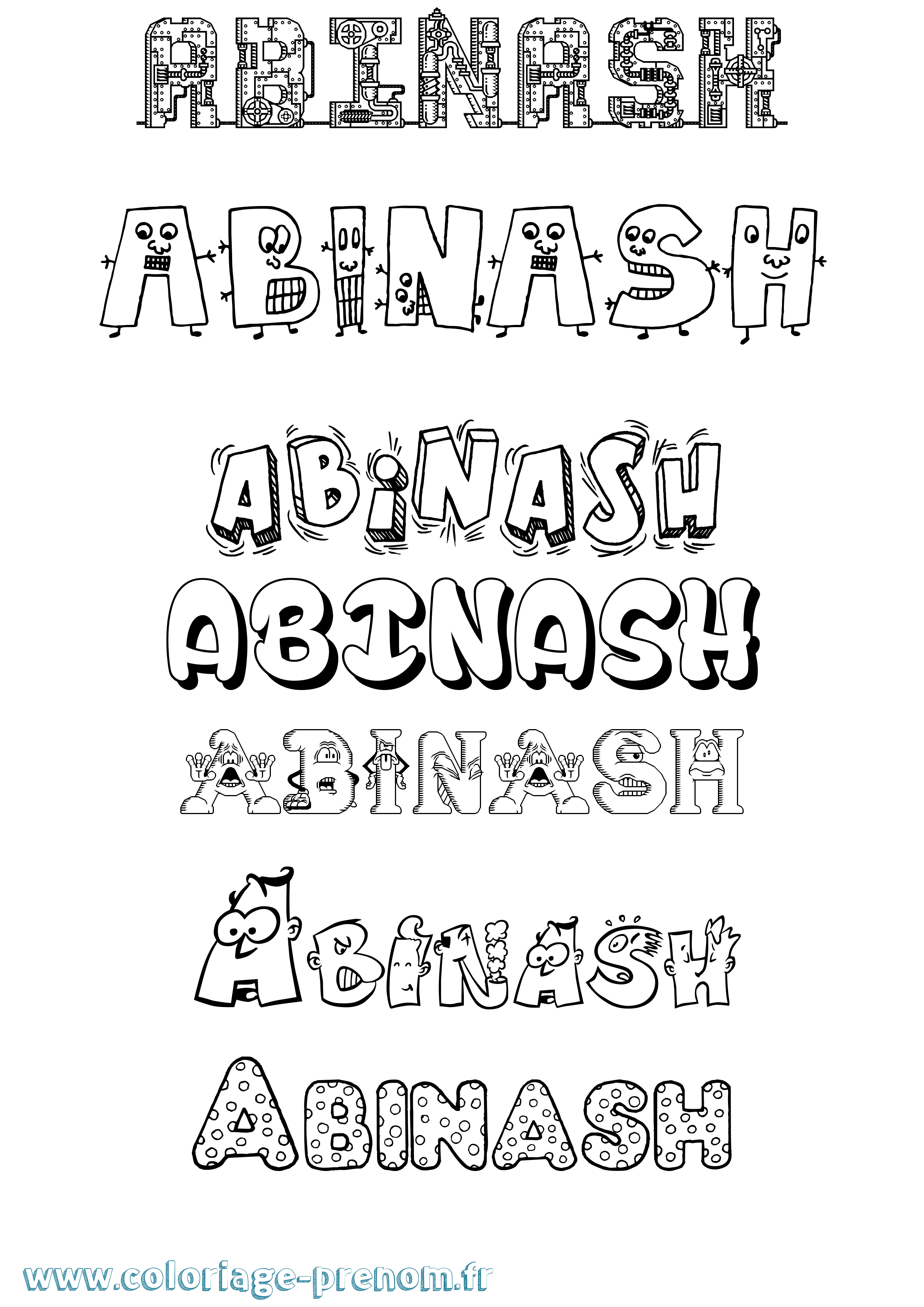 Coloriage Abinash Fun Coloriage prénom Abinash Fun