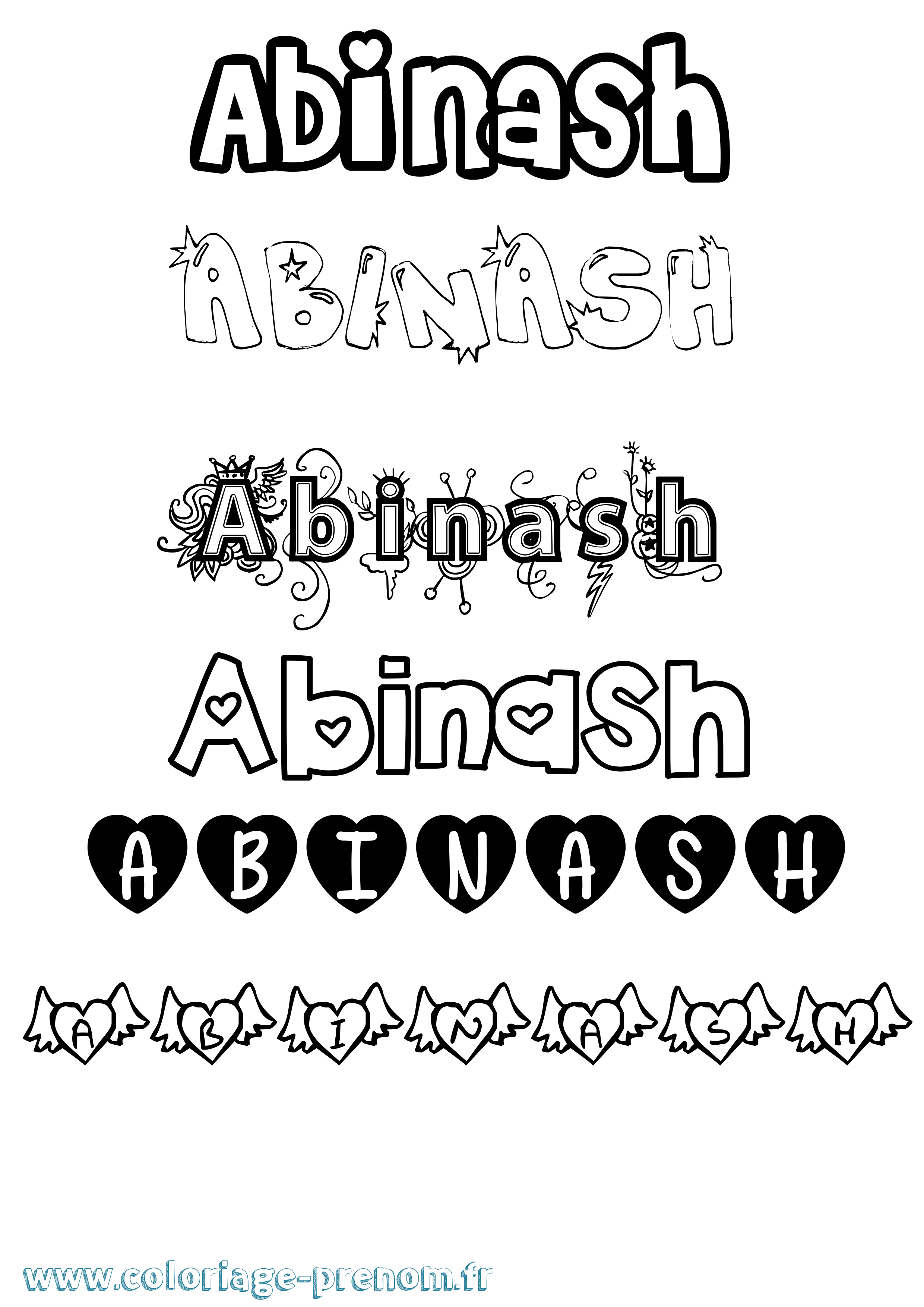Coloriage Abinash Girly Coloriage prénom Abinash Girly