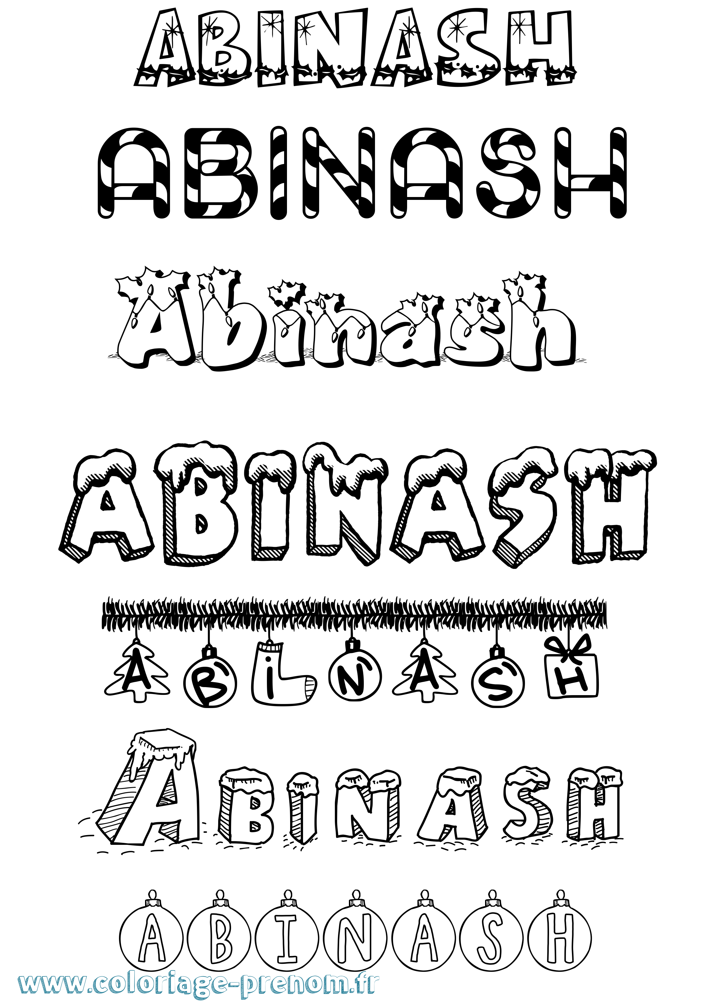 Coloriage Abinash Noël Coloriage prénom Abinash Noël