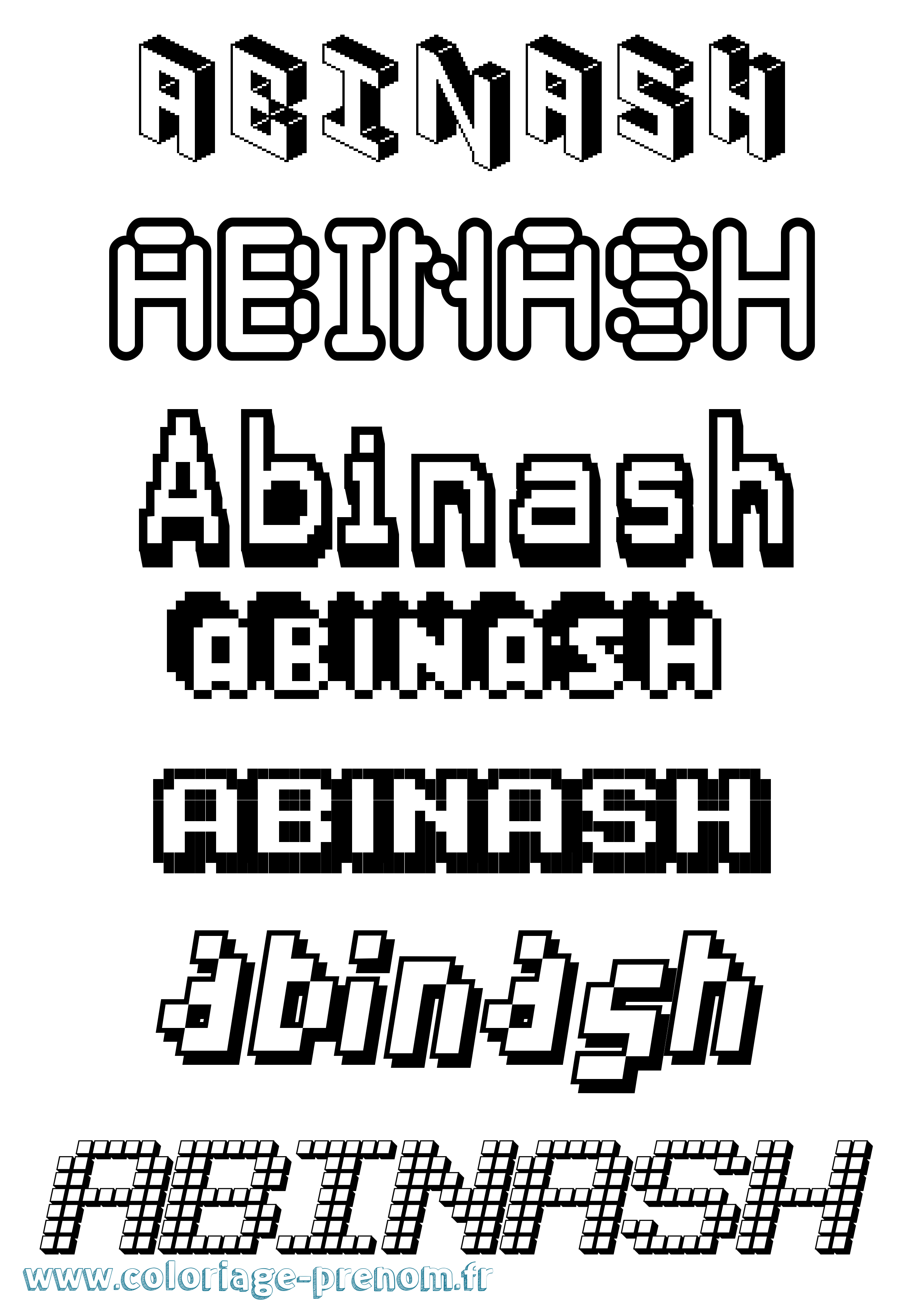 Coloriage Abinash Pixel Coloriage prénom Abinash Pixel