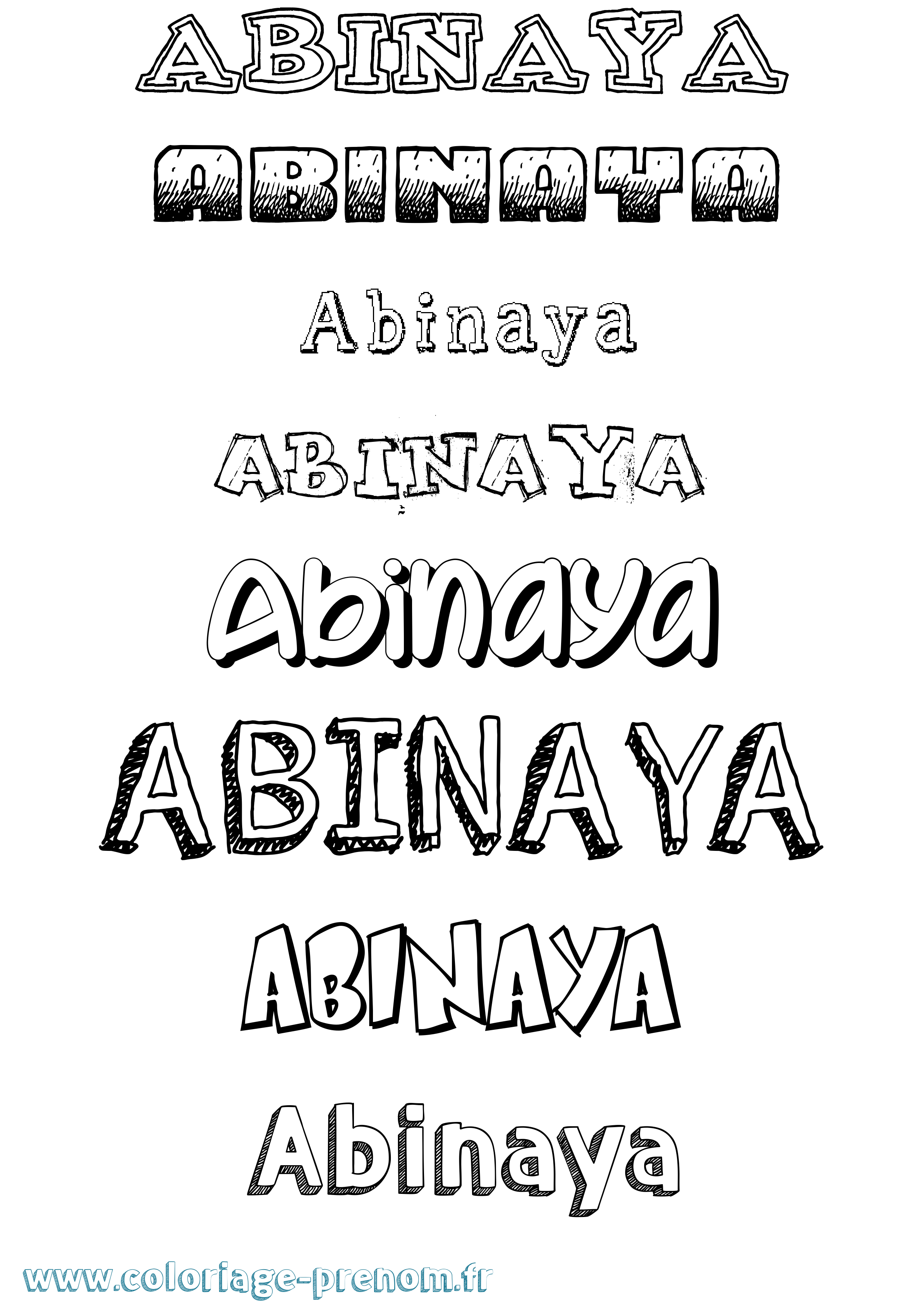 Coloriage prénom Abinaya Dessiné