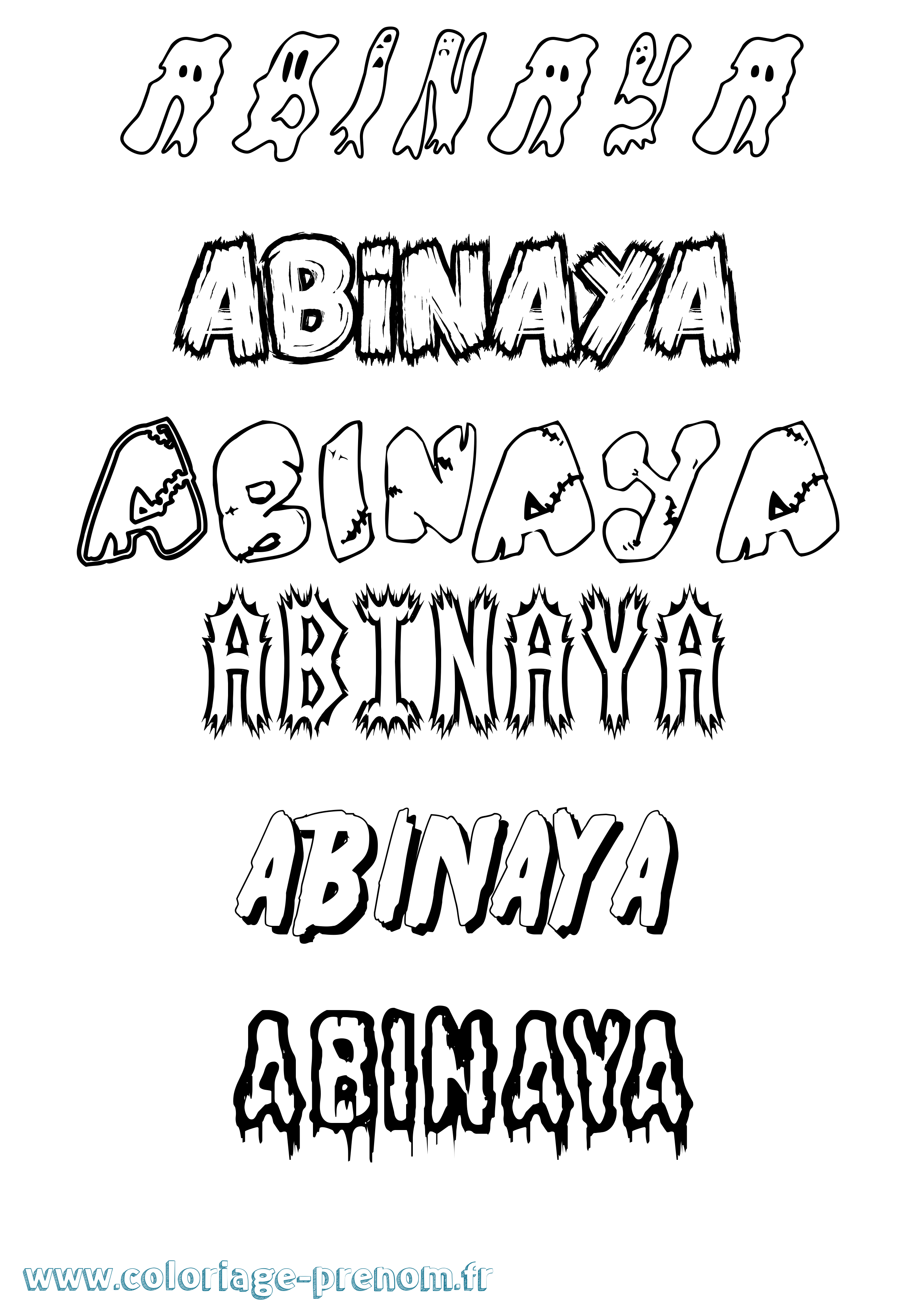 Coloriage prénom Abinaya Frisson