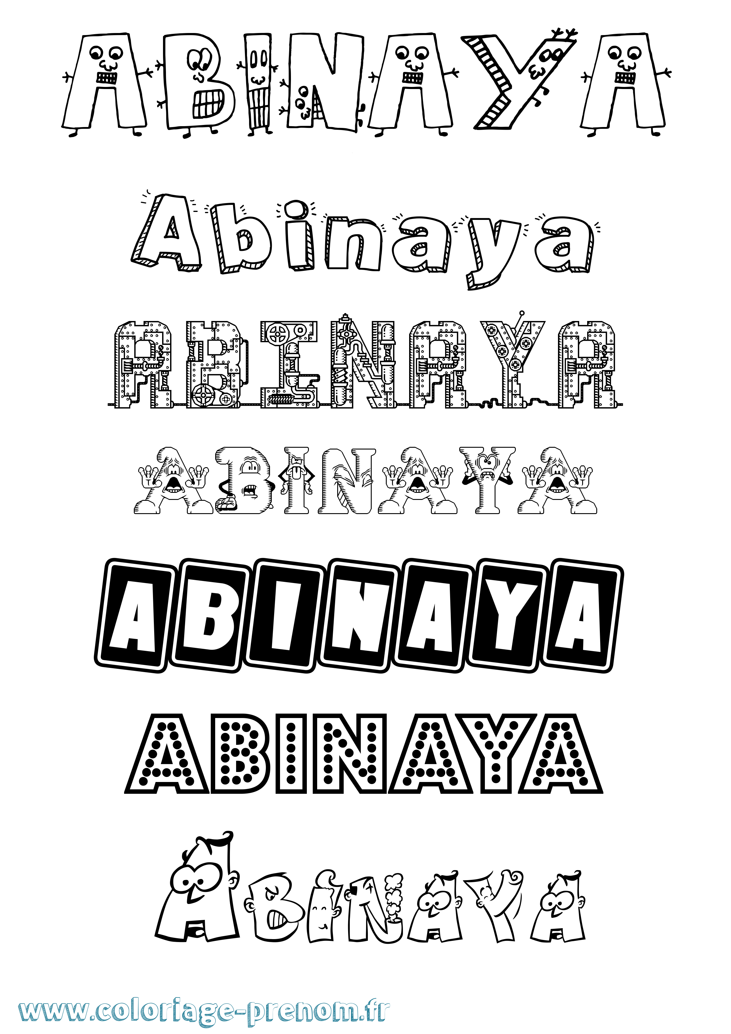 Coloriage prénom Abinaya Fun