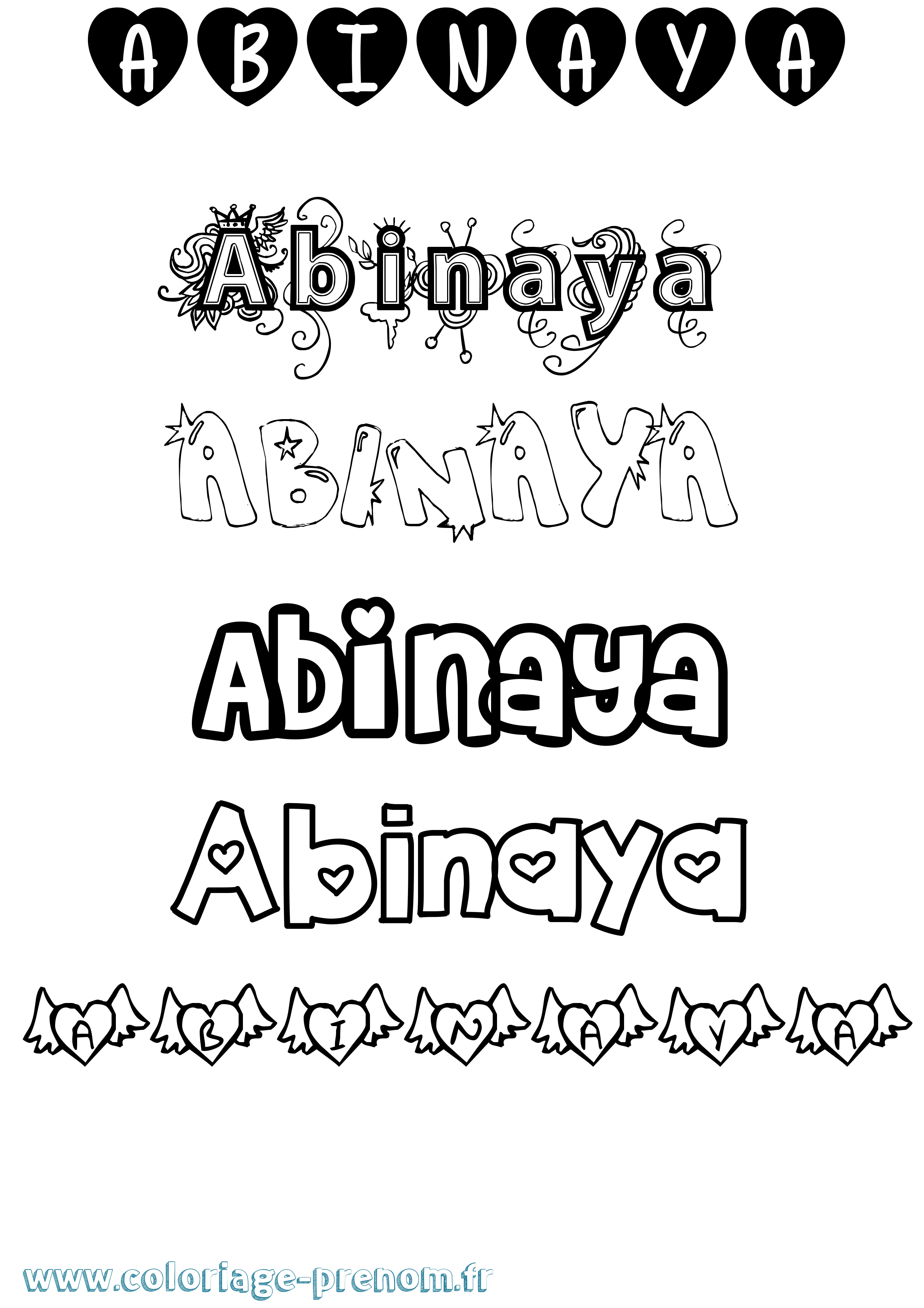 Coloriage prénom Abinaya Girly