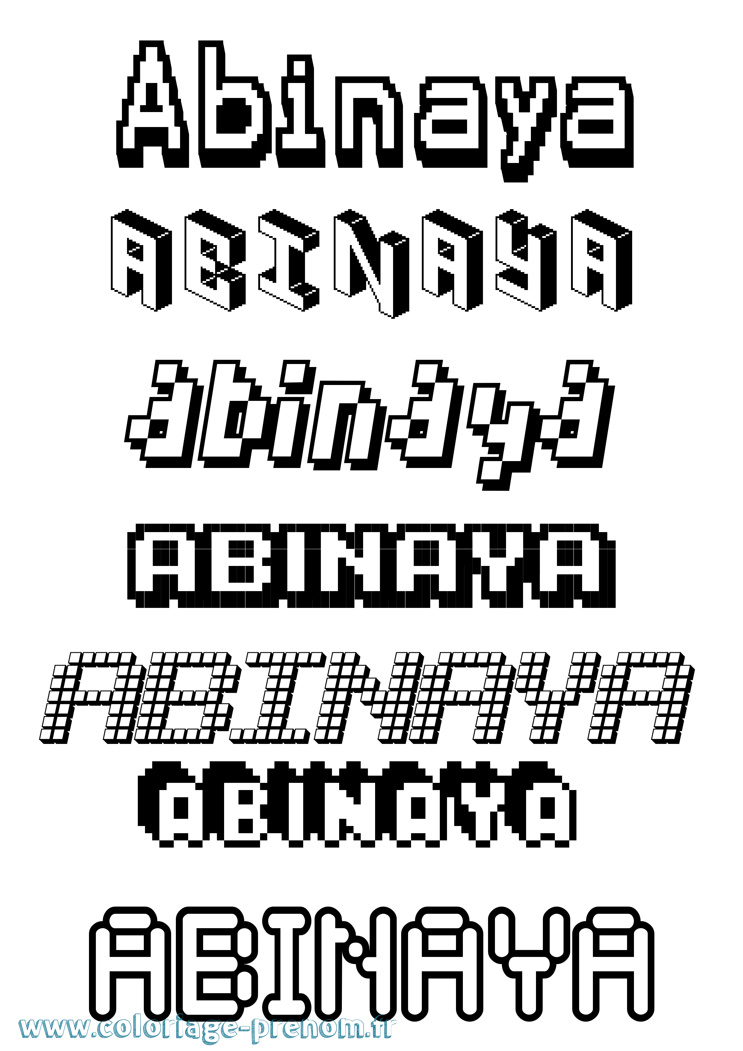 Coloriage prénom Abinaya Pixel
