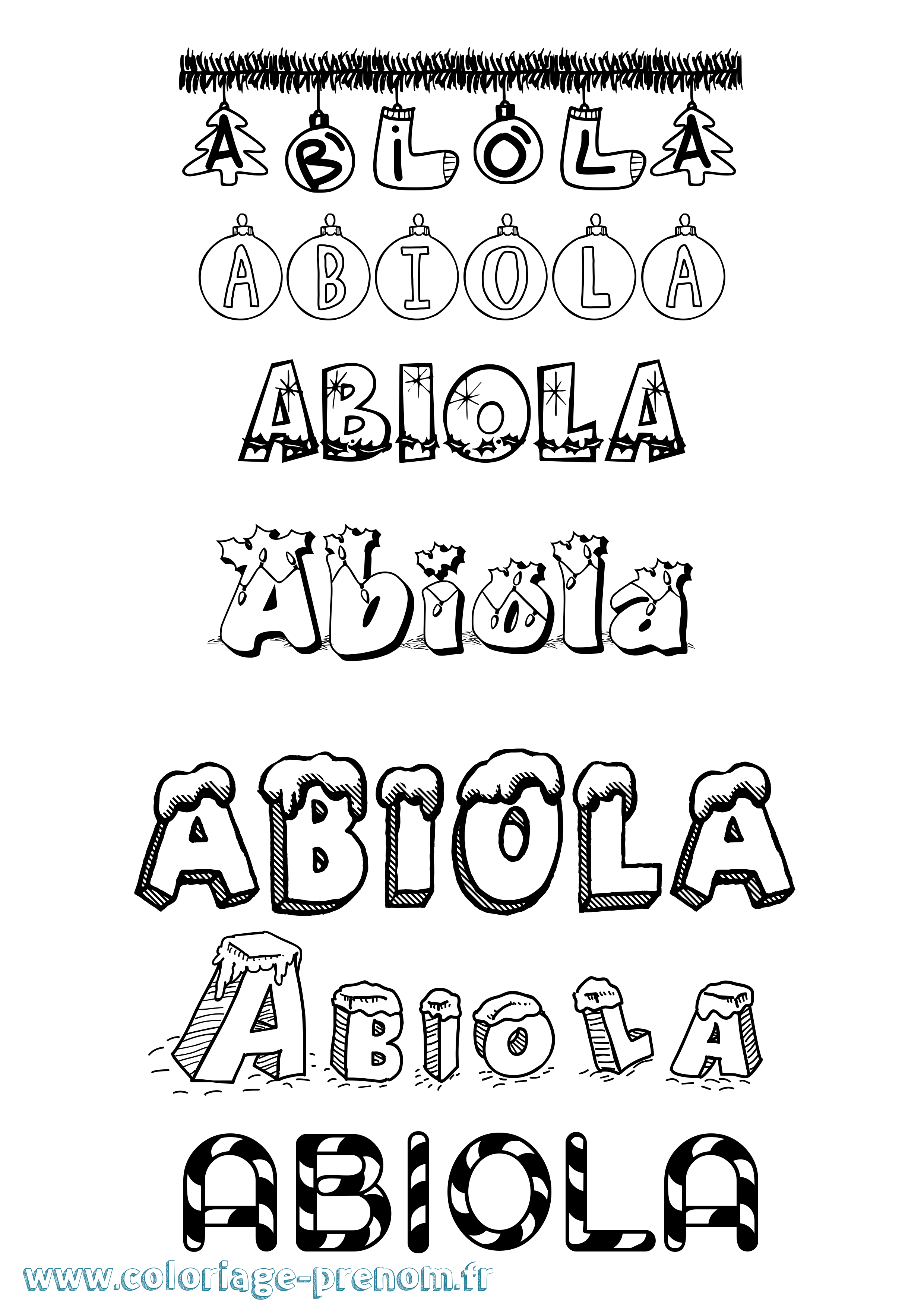 Coloriage Abiola Noël Coloriage prénom Abiola Noël