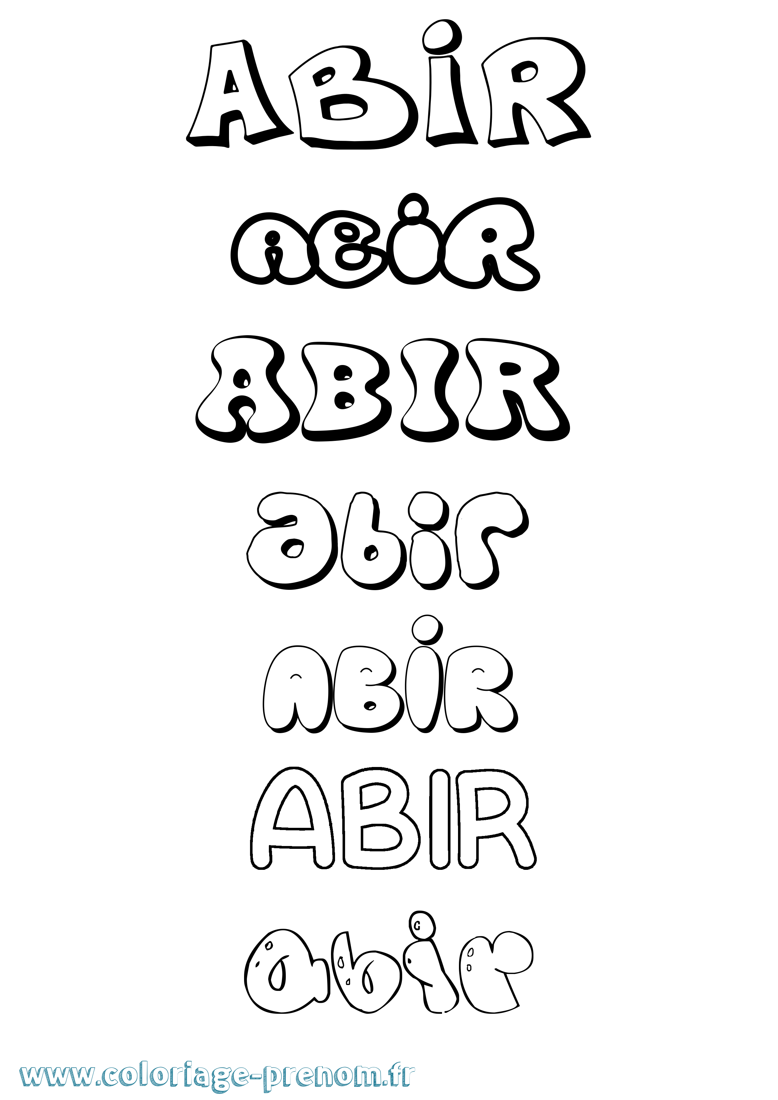 Coloriage prénom Abir Bubble