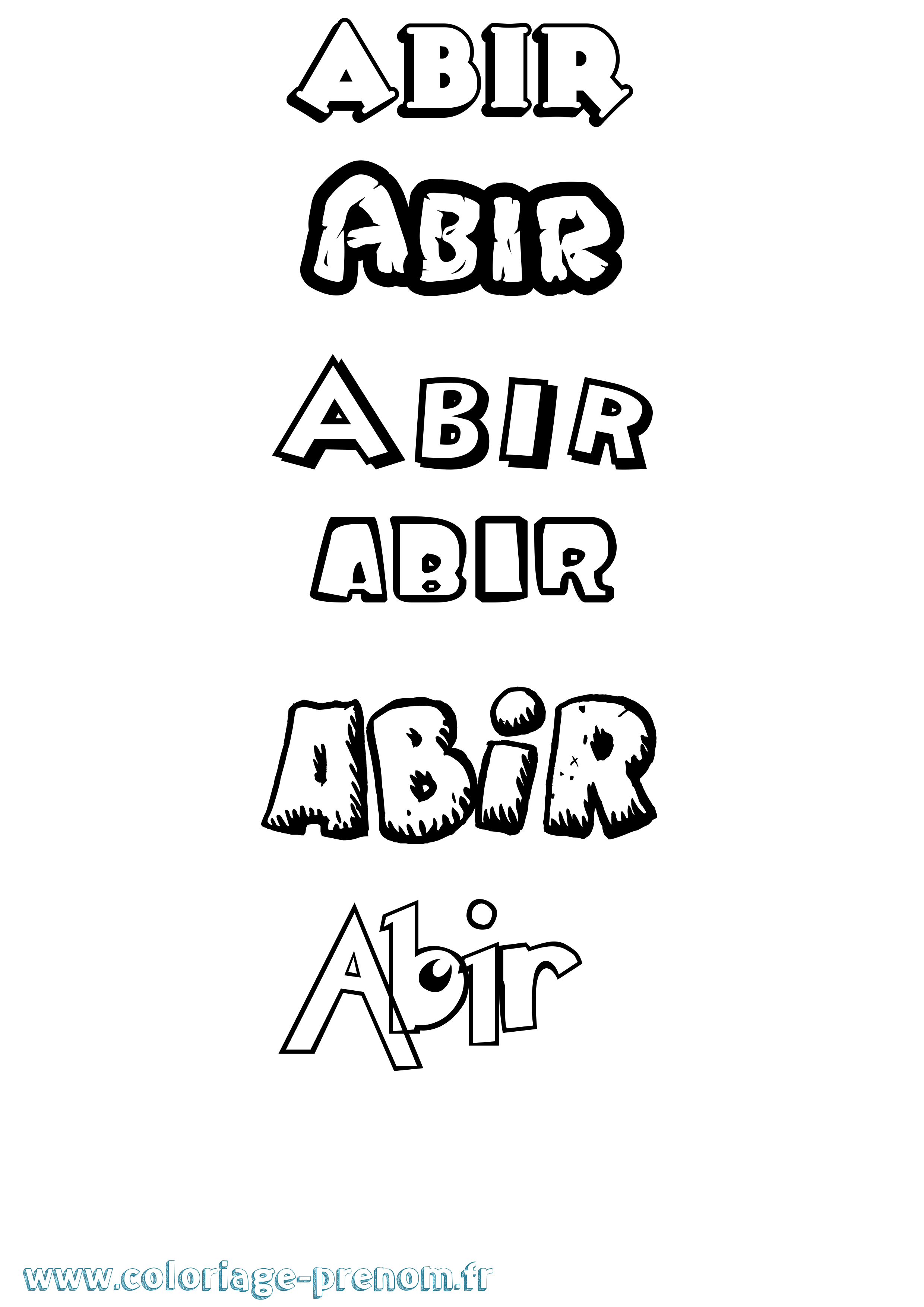 Coloriage prénom Abir Dessin Animé