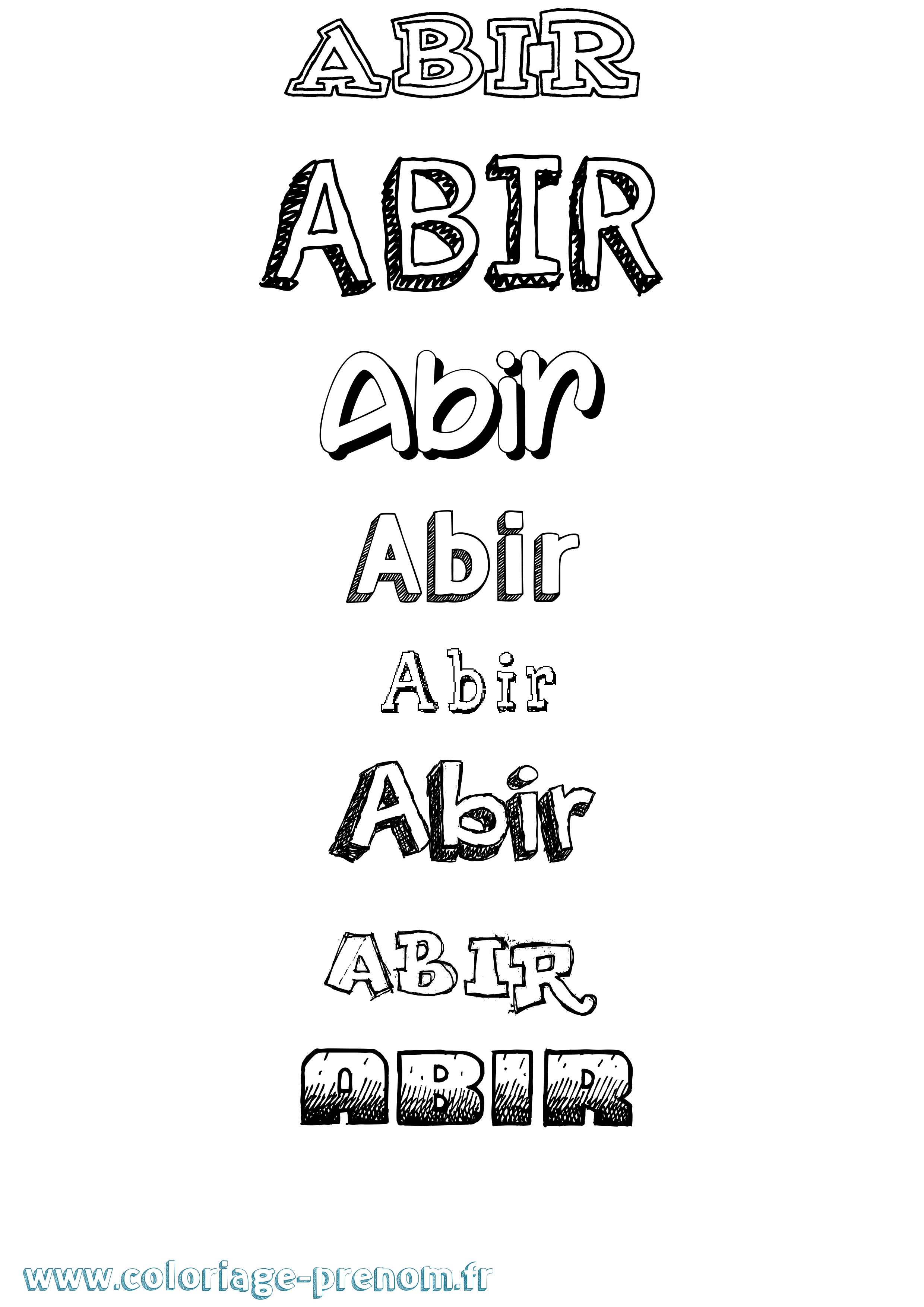 Coloriage prénom Abir Dessiné
