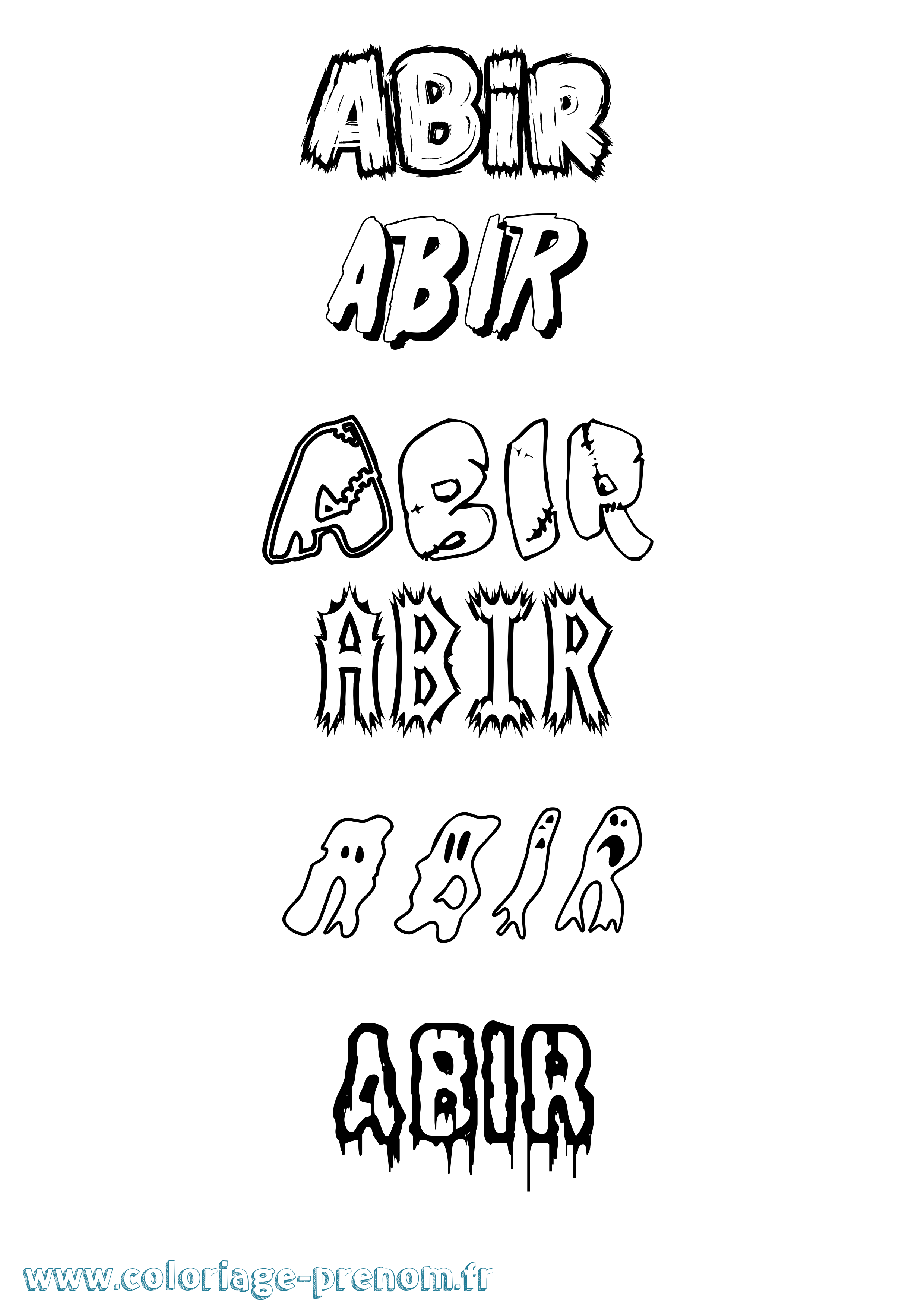 Coloriage prénom Abir Frisson