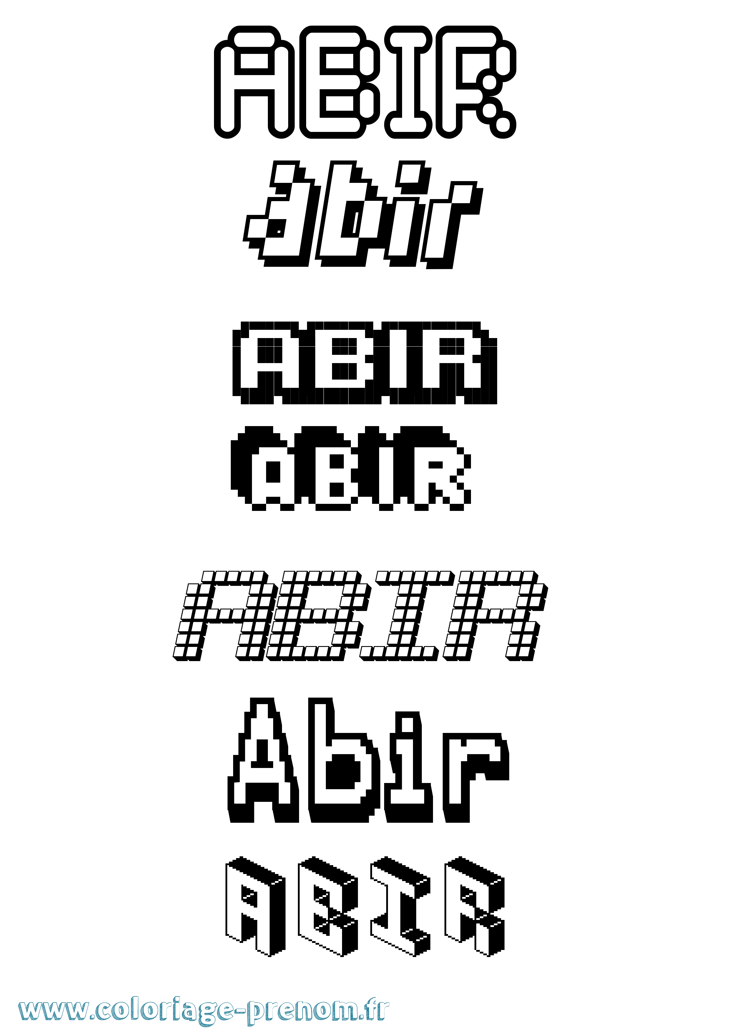 Coloriage prénom Abir Pixel