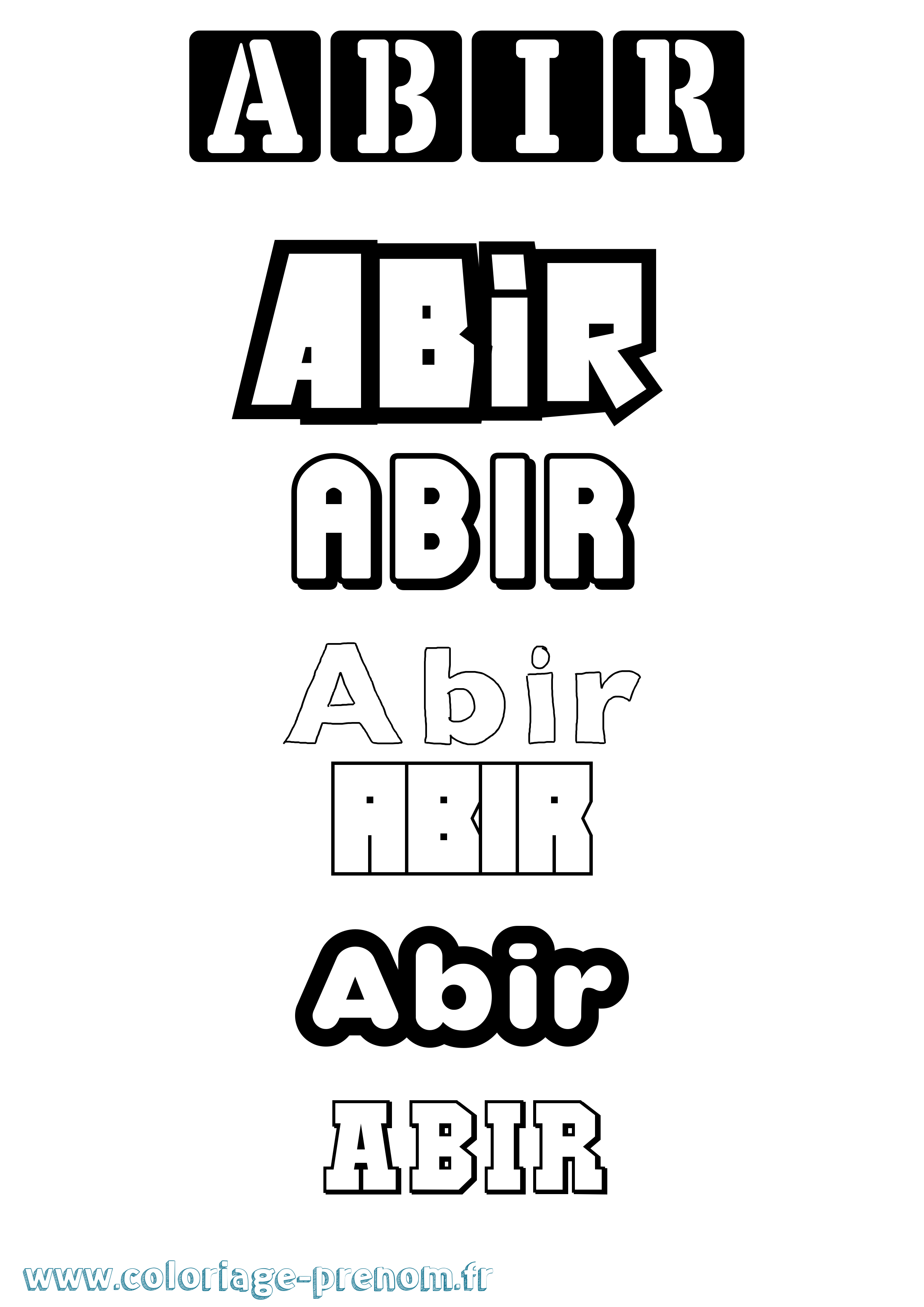 Coloriage prénom Abir Simple