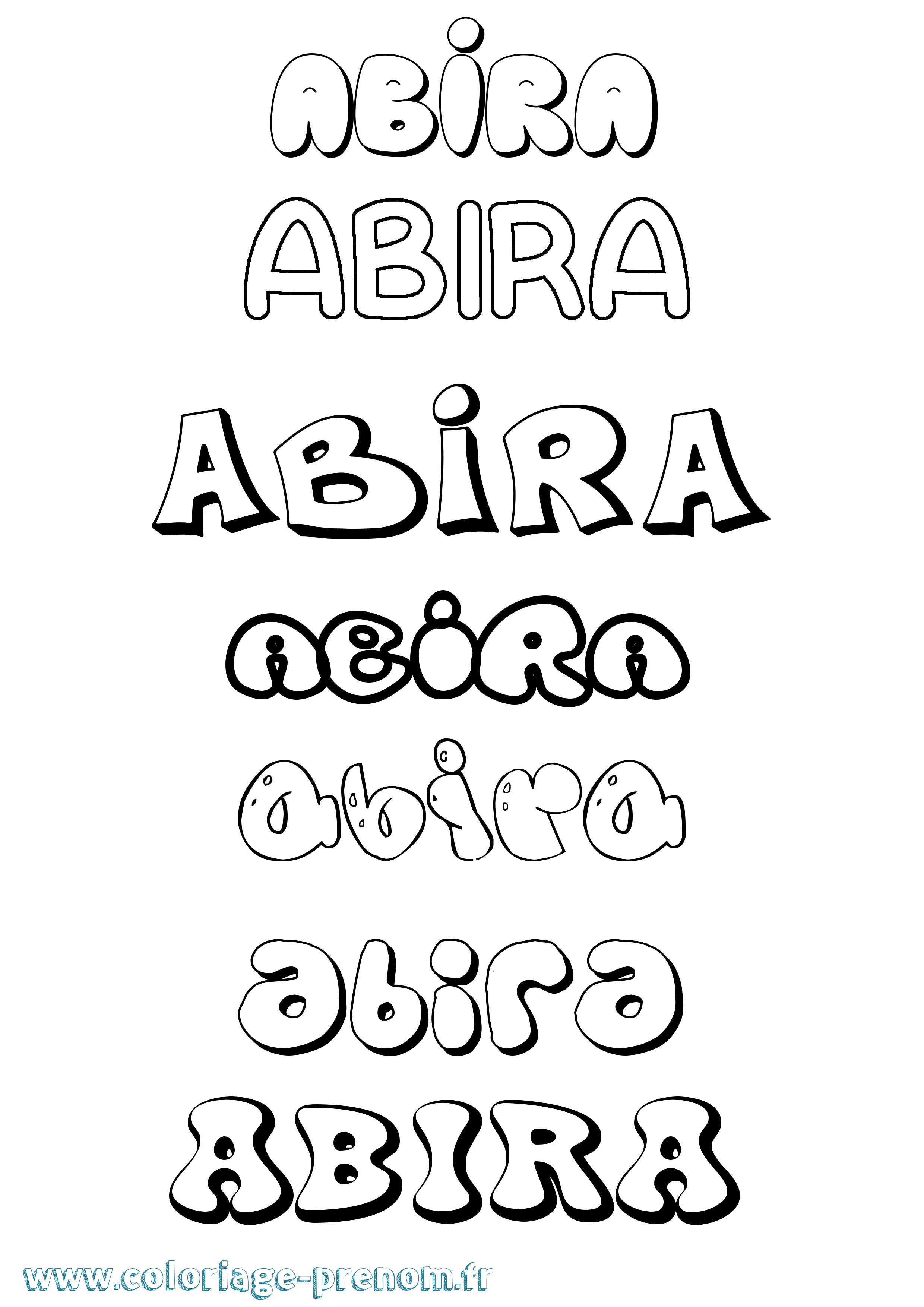 Coloriage prénom Abira Bubble