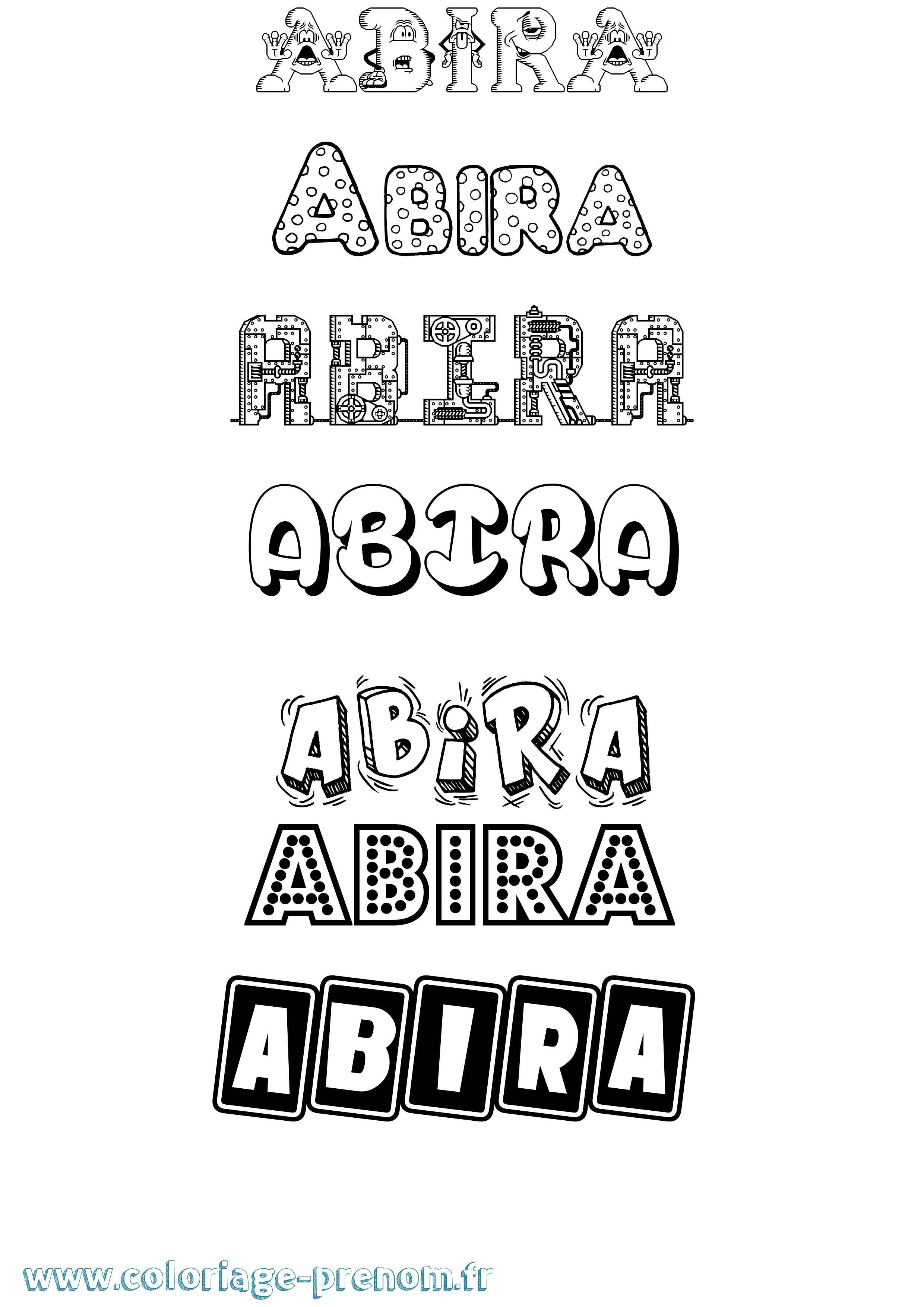 Coloriage prénom Abira Fun
