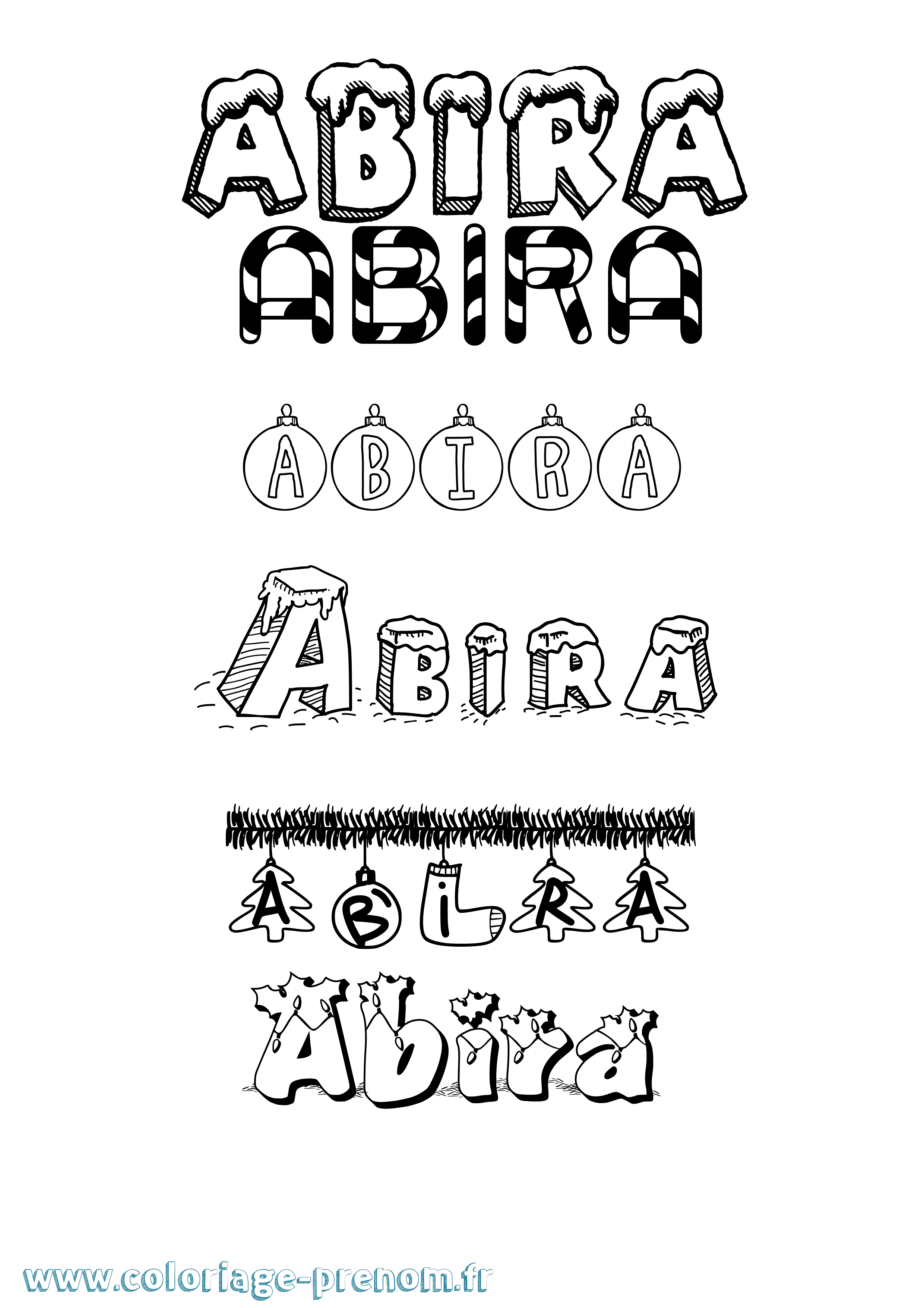Coloriage Abira Noël Coloriage prénom Abira Noël