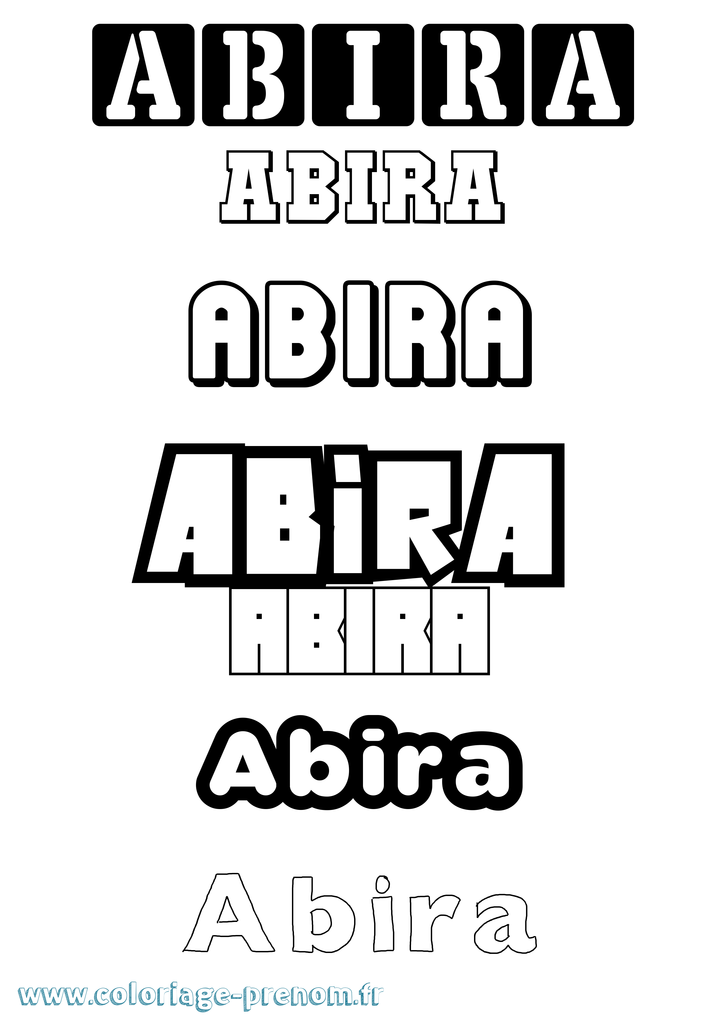 Coloriage prénom Abira Simple