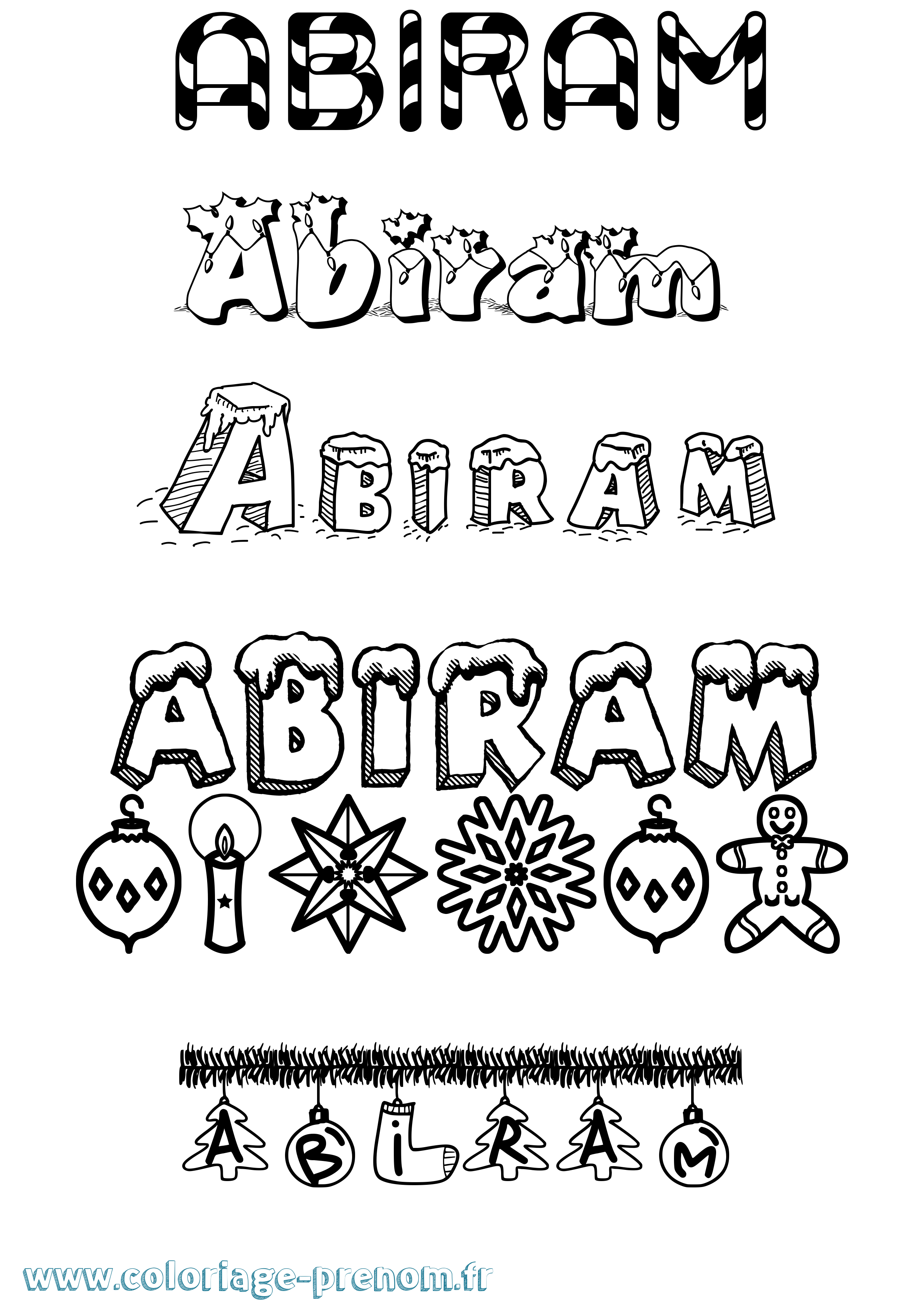 Coloriage prénom Abiram Noël