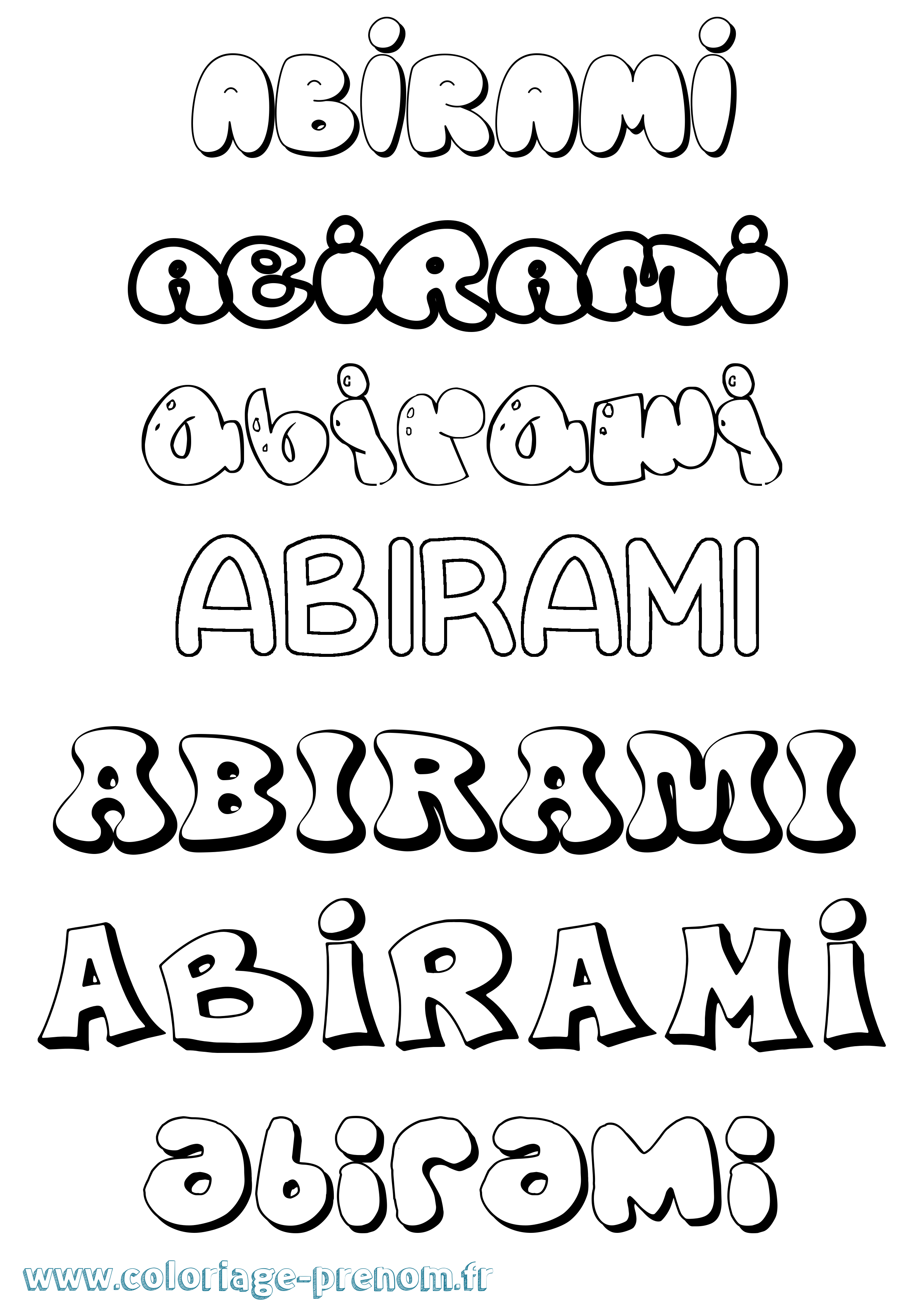 Coloriage prénom Abirami Bubble
