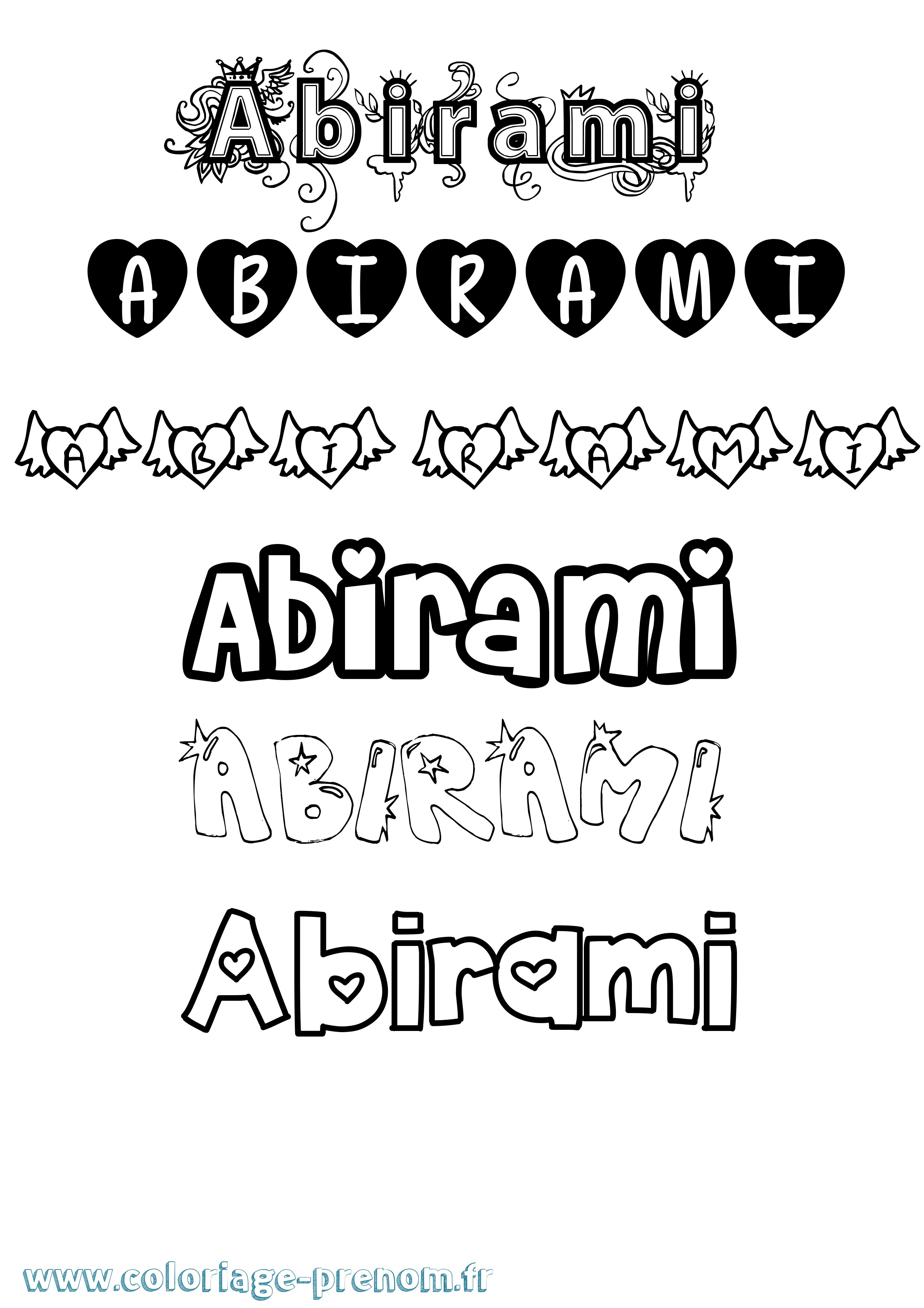 Coloriage prénom Abirami Girly