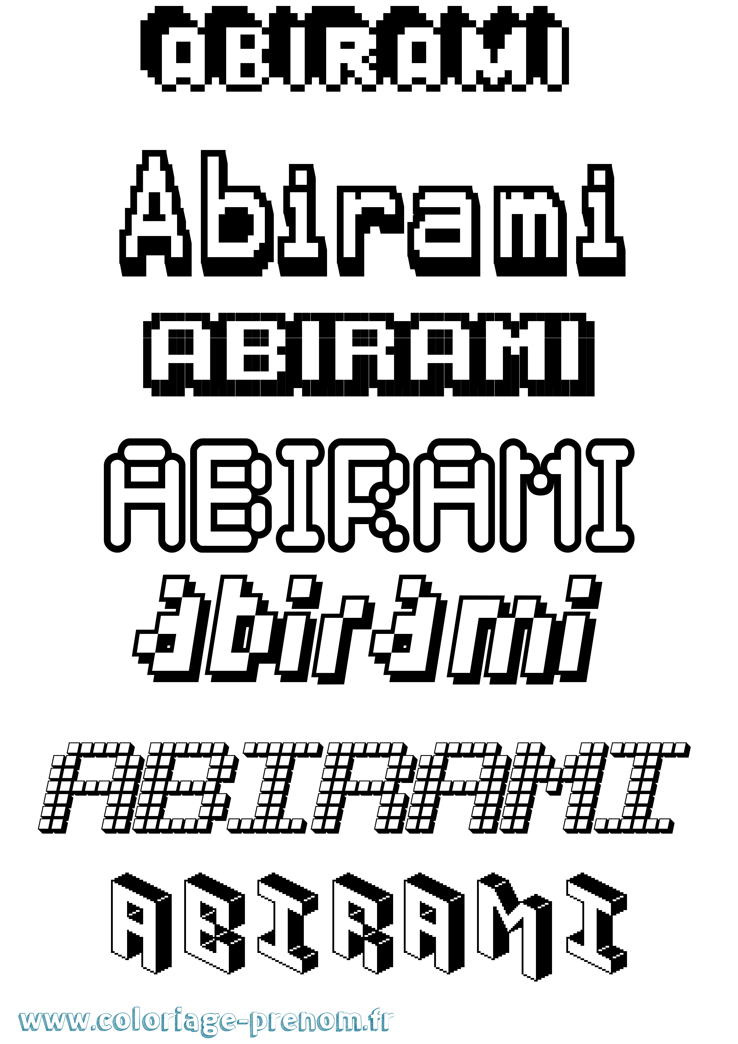 Coloriage prénom Abirami Pixel