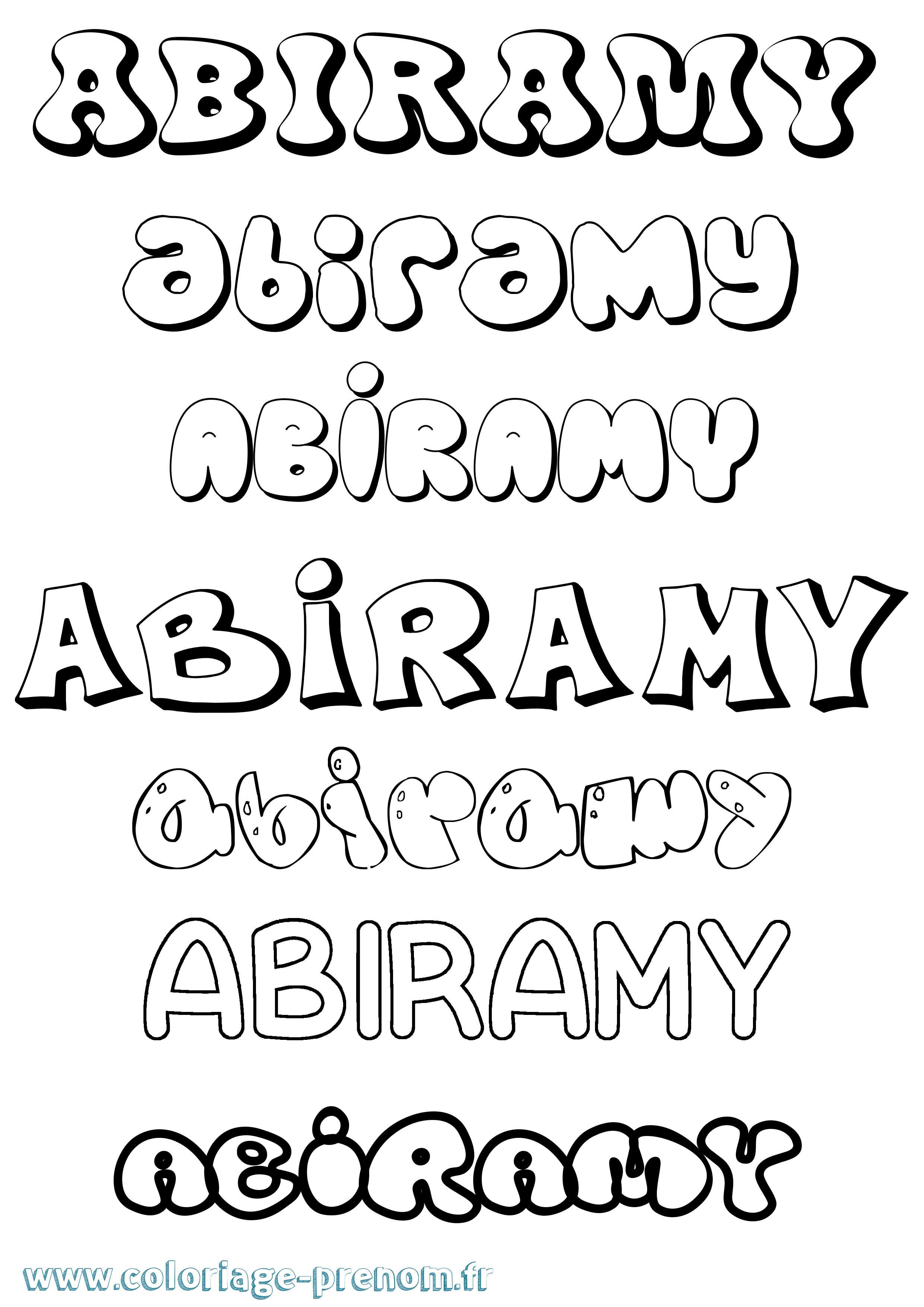 Coloriage prénom Abiramy Bubble