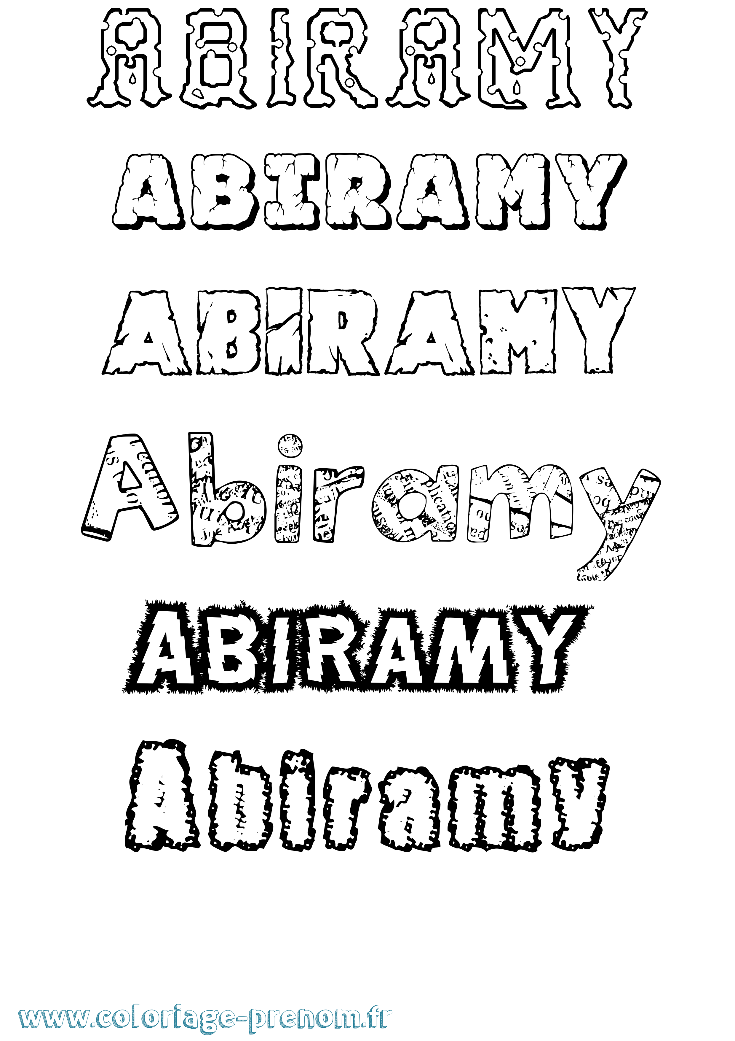 Coloriage prénom Abiramy Destructuré
