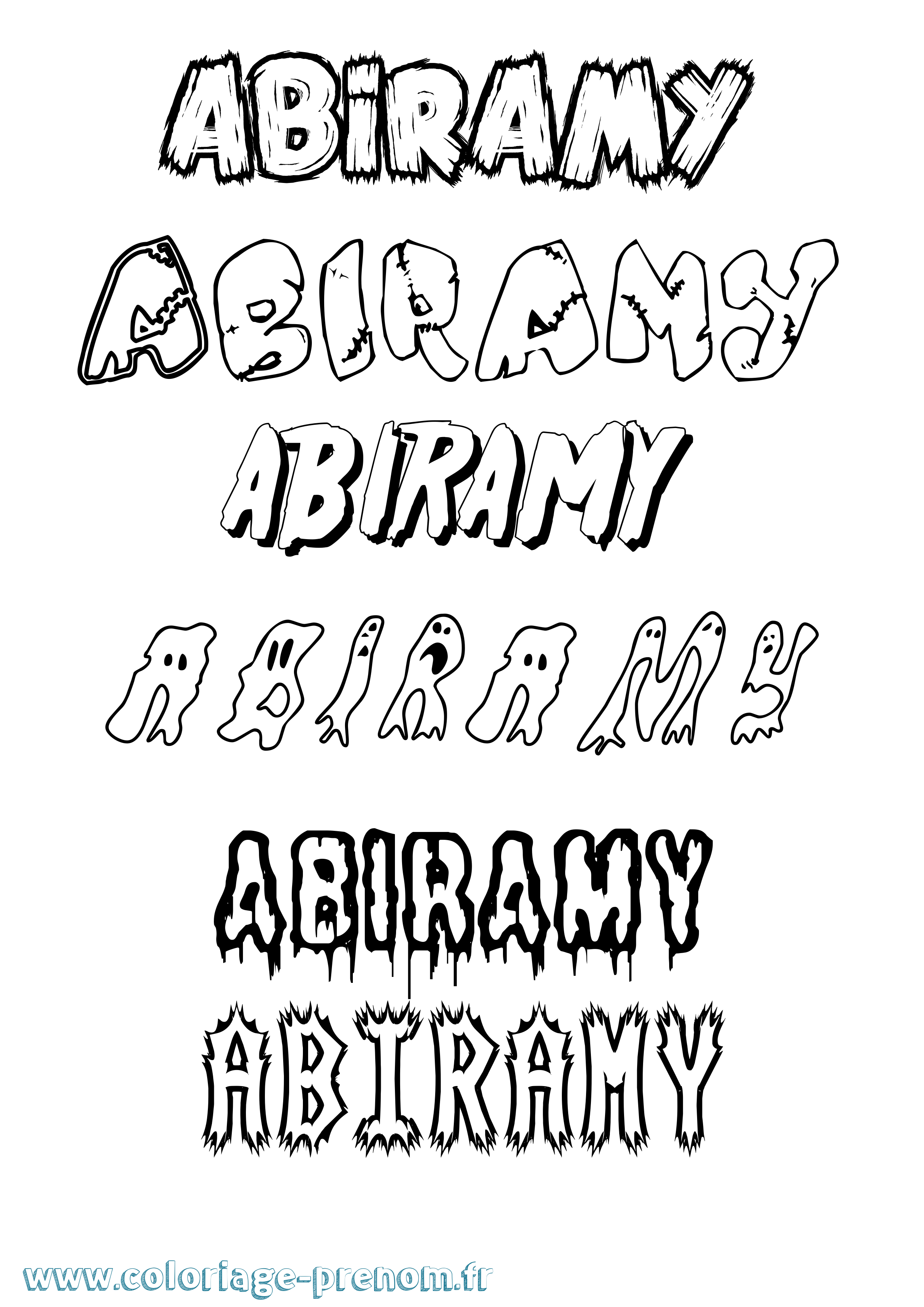 Coloriage prénom Abiramy Frisson