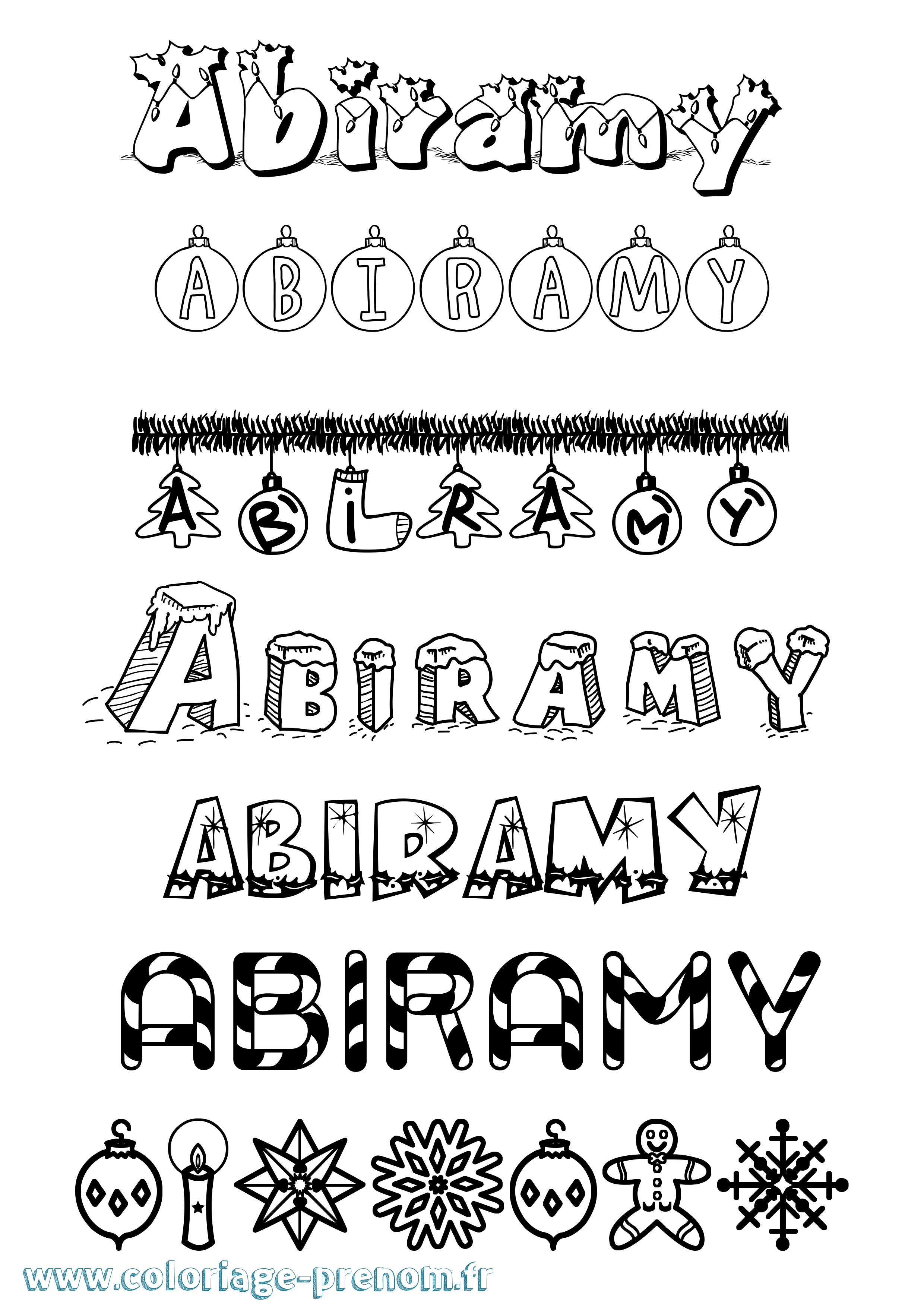 Coloriage prénom Abiramy Noël