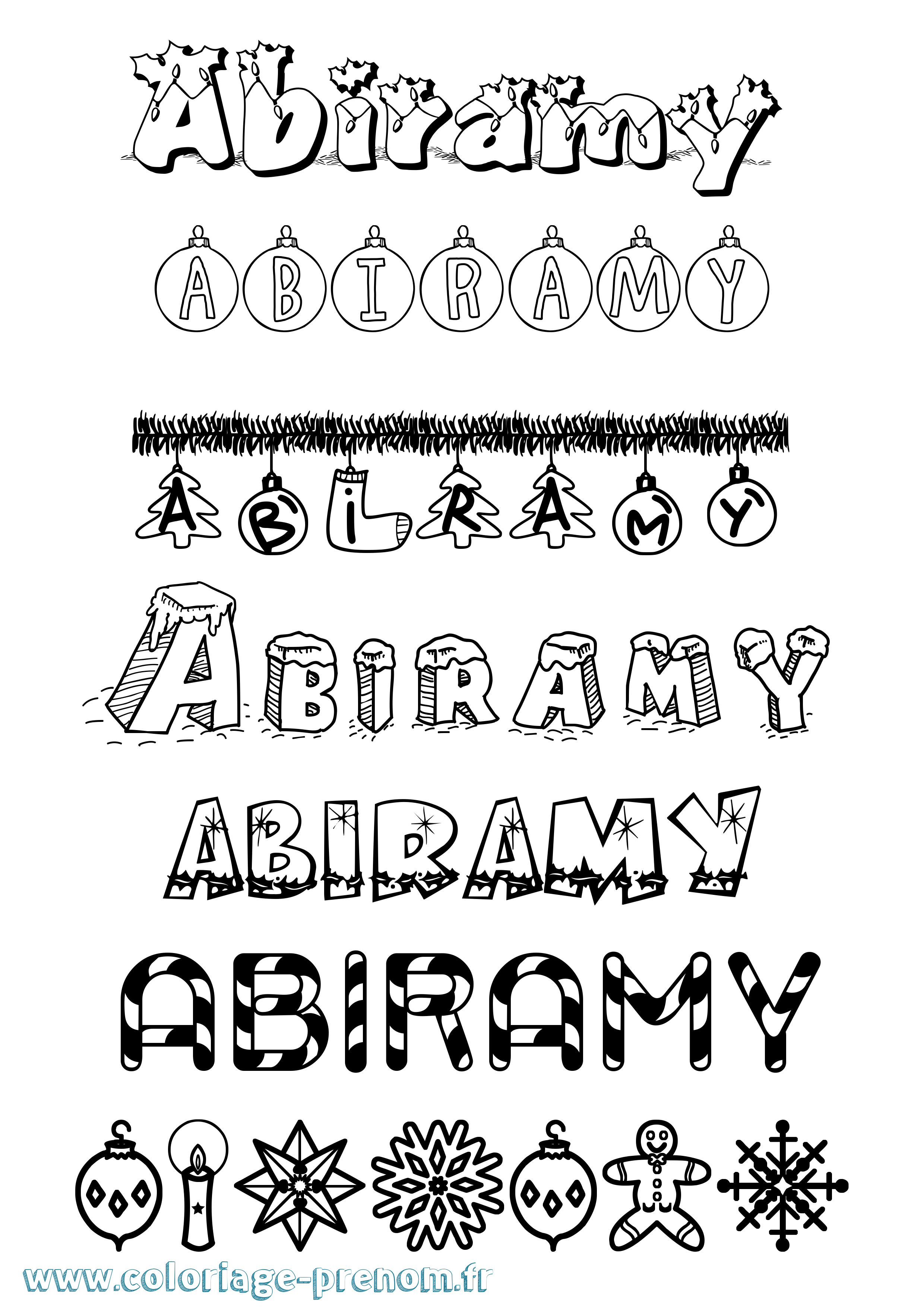 Coloriage Abiramy Noël Coloriage prénom Abiramy Noël